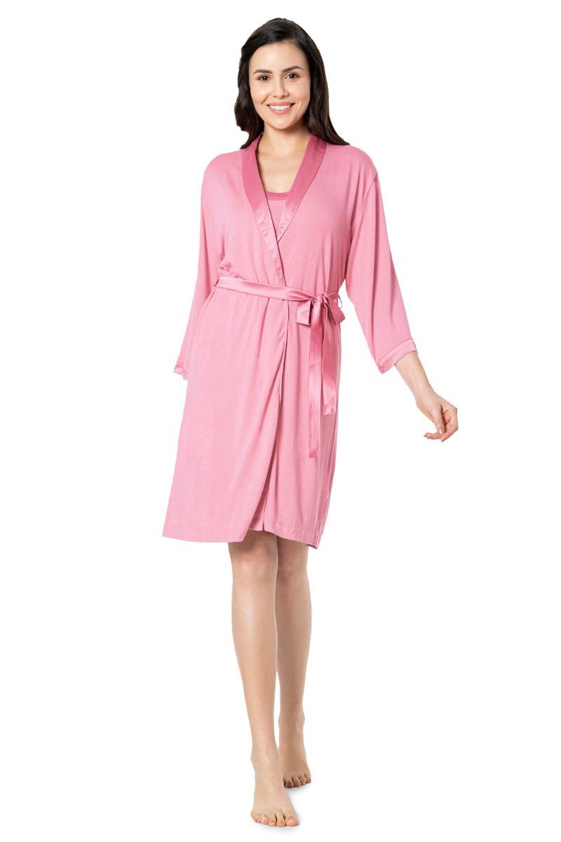 Amante Satin Edge Robe - Cashmere Rose