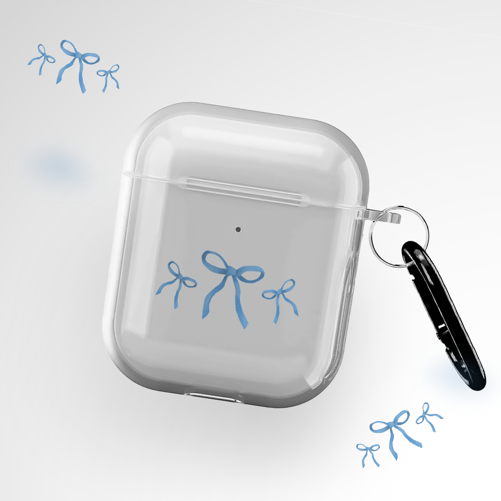 Cover It Up Aesthetic Blue Bows Clear Airpods 2nd Gen Case Covers - view 2