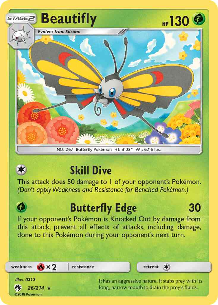 Rare sm8-26 non-holo – Pokémon Beautifly - 26/214 - Rare [sm8-26] [Non-Holo]