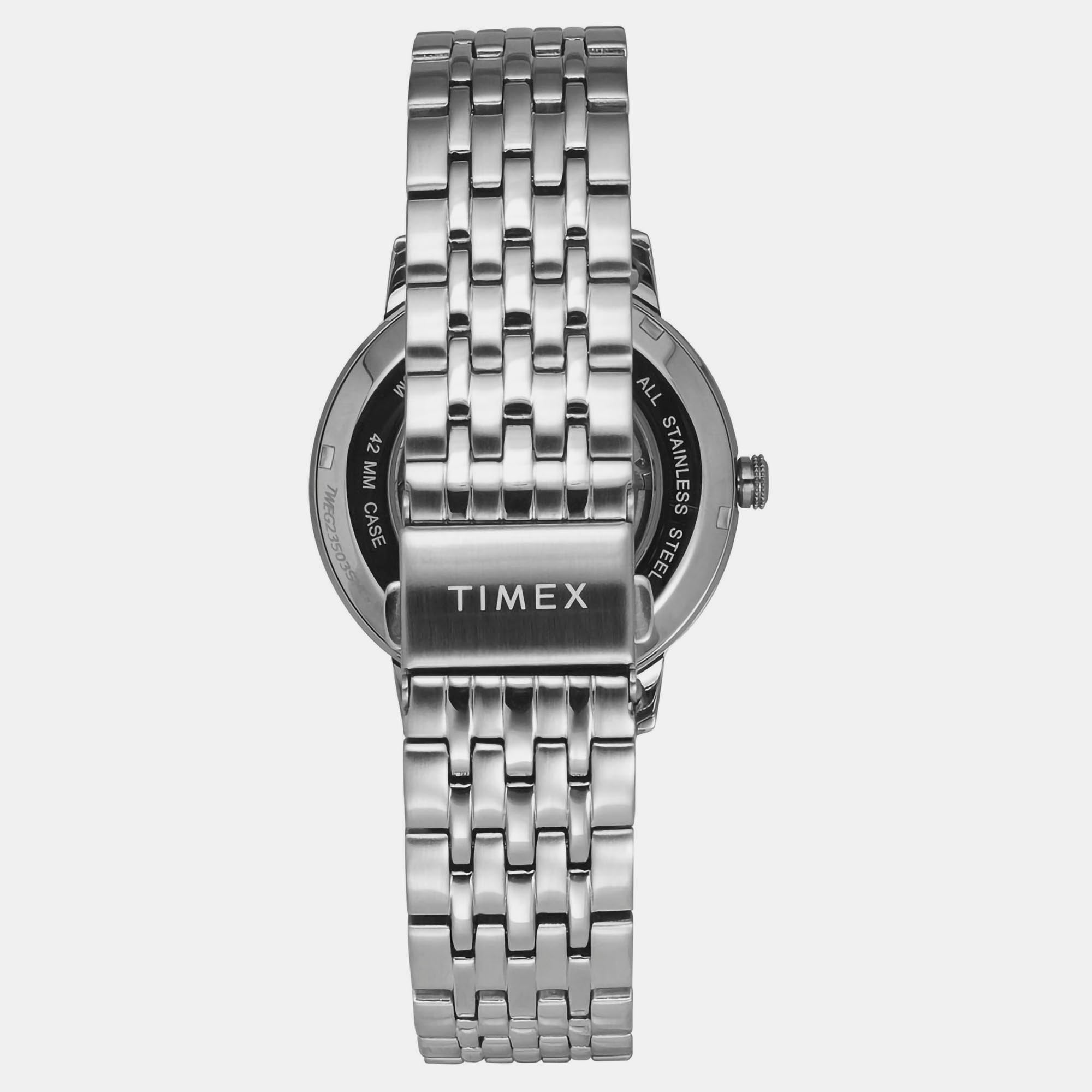 Timex E Class Men Automatic Green Dial Analog Stainless Steel Watch TWEG23502 - view 3