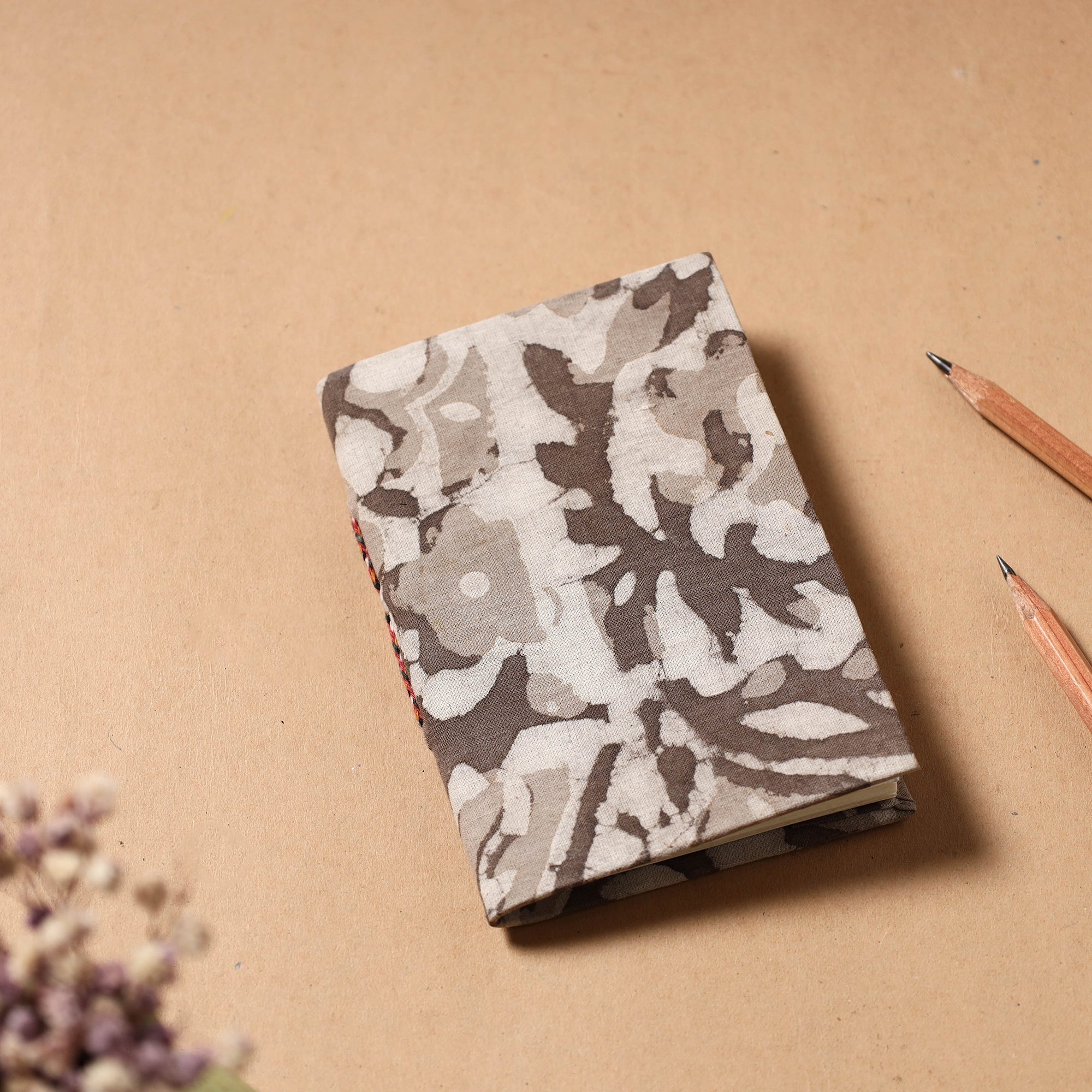 BINDAAS UNLIMITED Brown - Bagru Fabric Cover Handmade Paper Notebook (5 x 3.5 in)