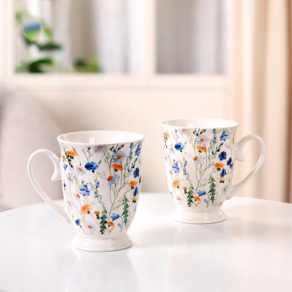 Nestasia Victorian Garden Ceramic Coffee Mug Set Of 2 Blue 400ml