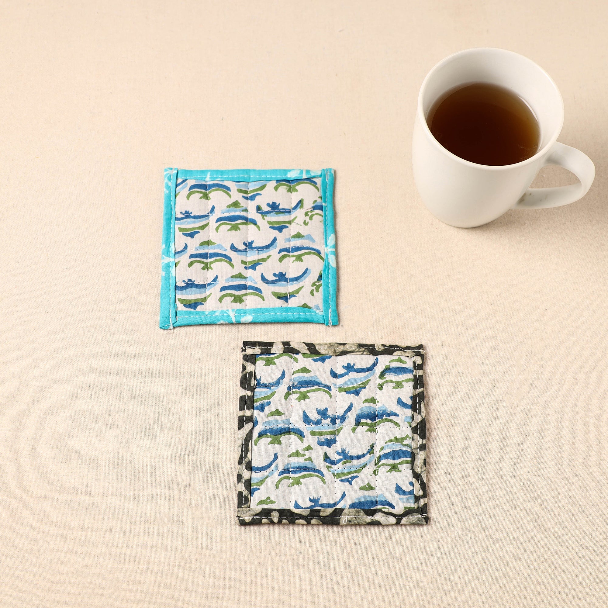 JALPARI Floral Print Cotton Quilted Coasters (Set of 2) 26