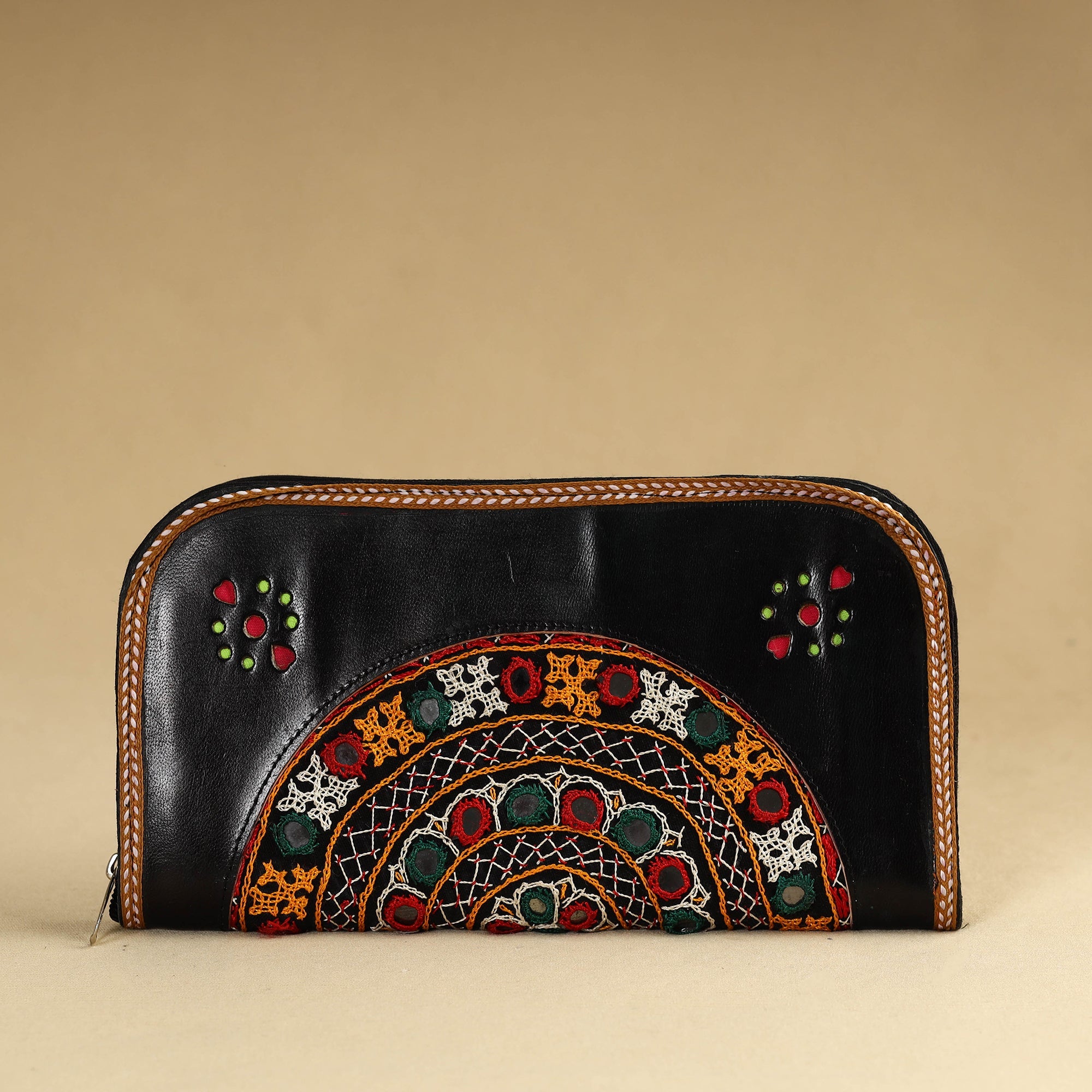 ANCHAL BIJLANI PATHUBHAI Black - Kutch Embroidery Cotton Handmade Leather Wallet 30