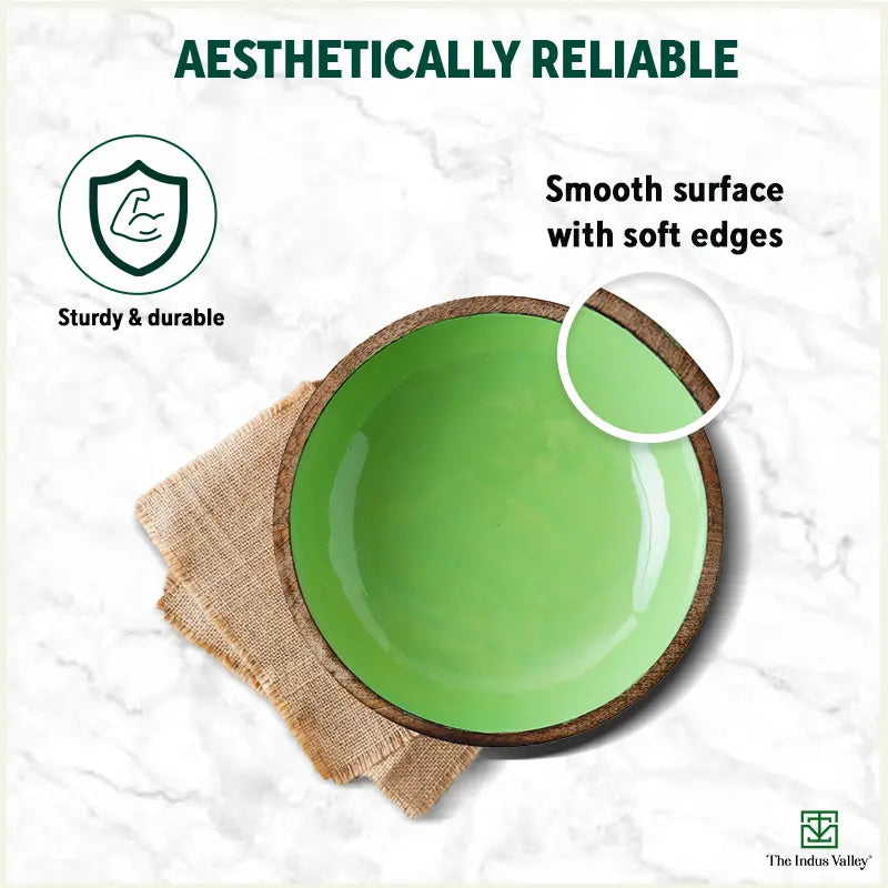 The Indus Valley Ceramic Glazed Mango Wood Bowl - view 6