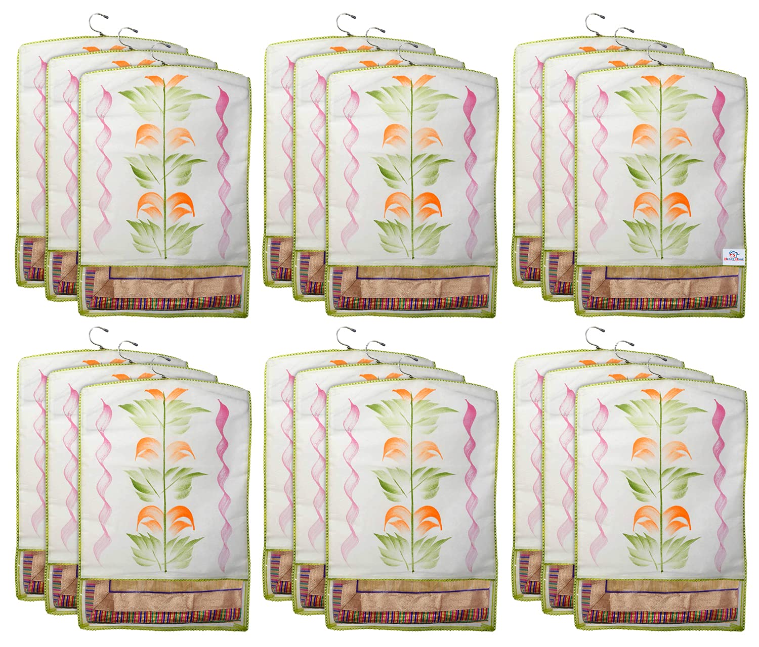Heart Home Non Woven Hanging Saree Cover, Wardrobe Organizer, Closet Organizer, Saree & Garments Protector Cover With 1 Zipper Compartment on Back Sid