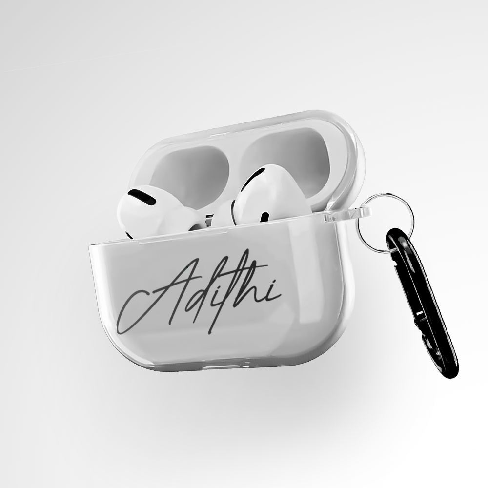 Cover It Up Custom Cursive Name Clear Airpods Pro Case Covers - view 3