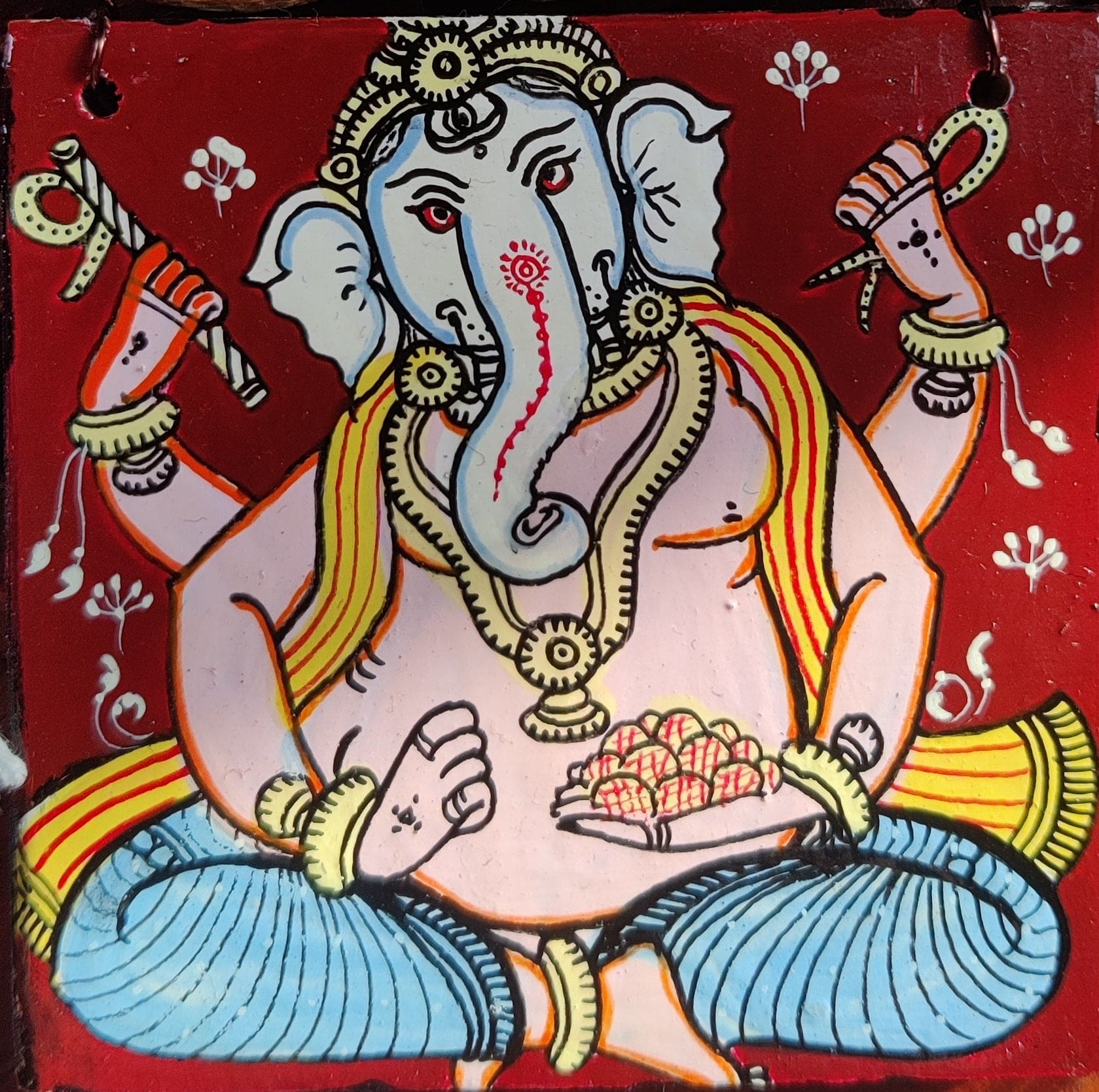 Madhukari Shri Ganesh Pattachitra Handpainted Necklace - view 2