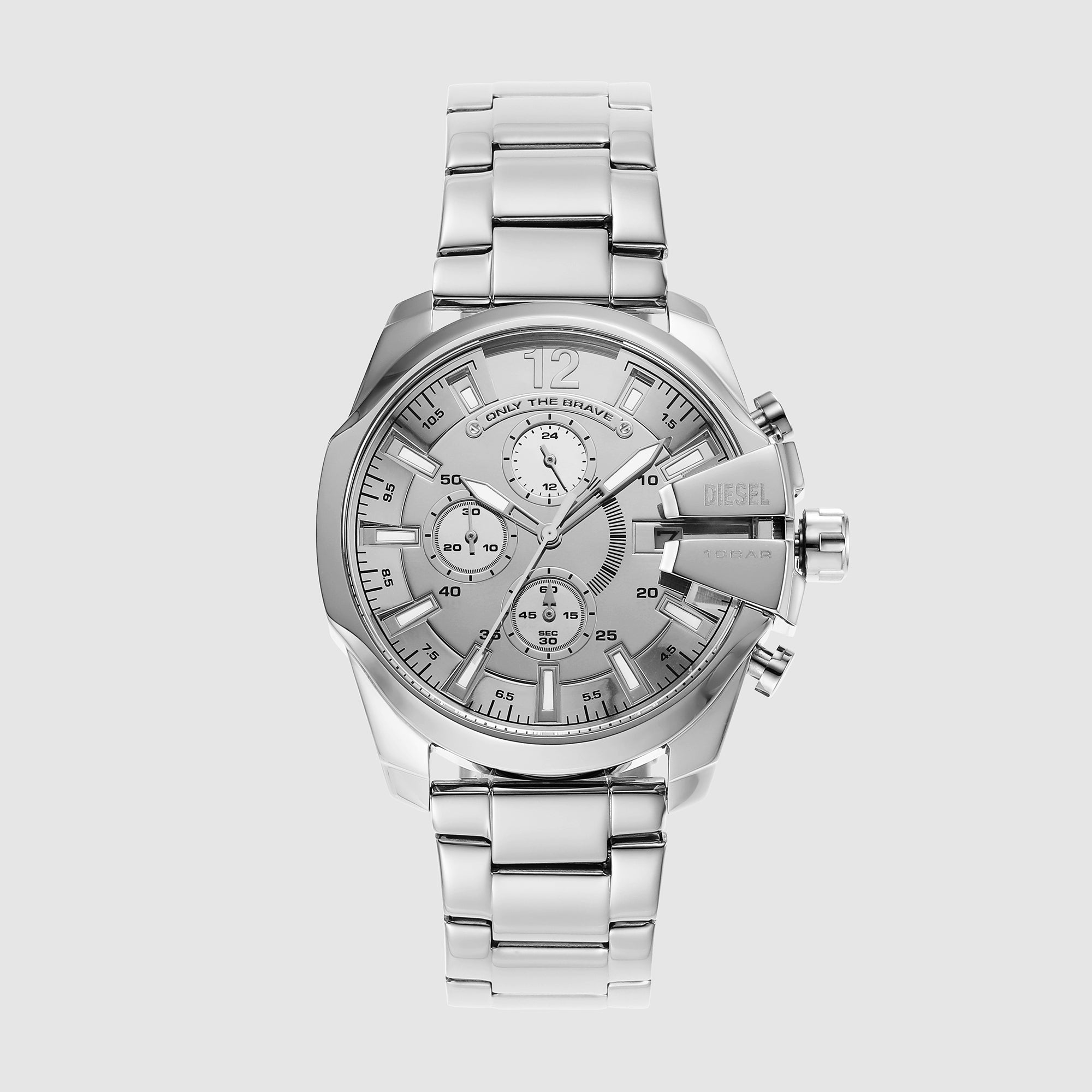Diesel Baby Chief Men Quartz Silver Dial Chronograph Stainless Steel Watch DZ4652