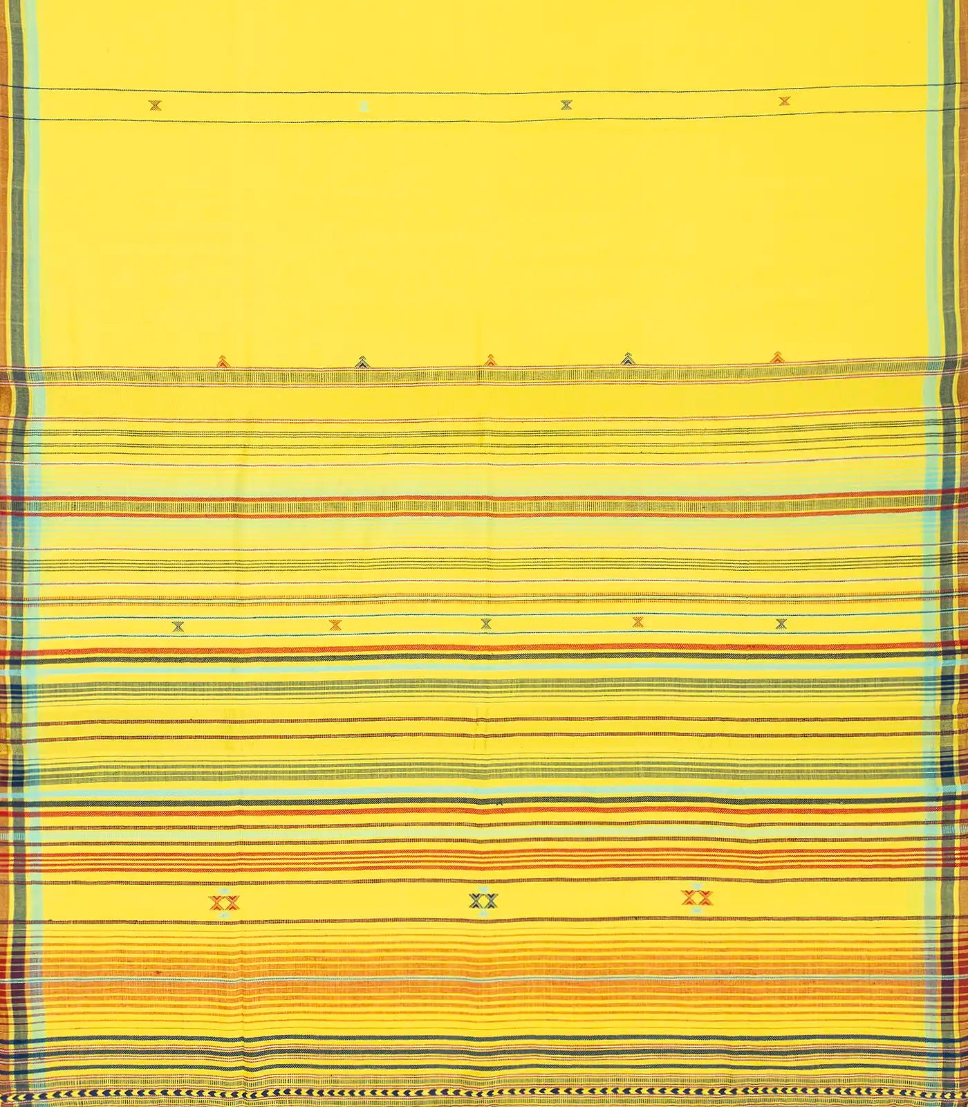 RmKV Lemon Yellow Handloom Bhujodi Cotton Saree With Buttas - view 2