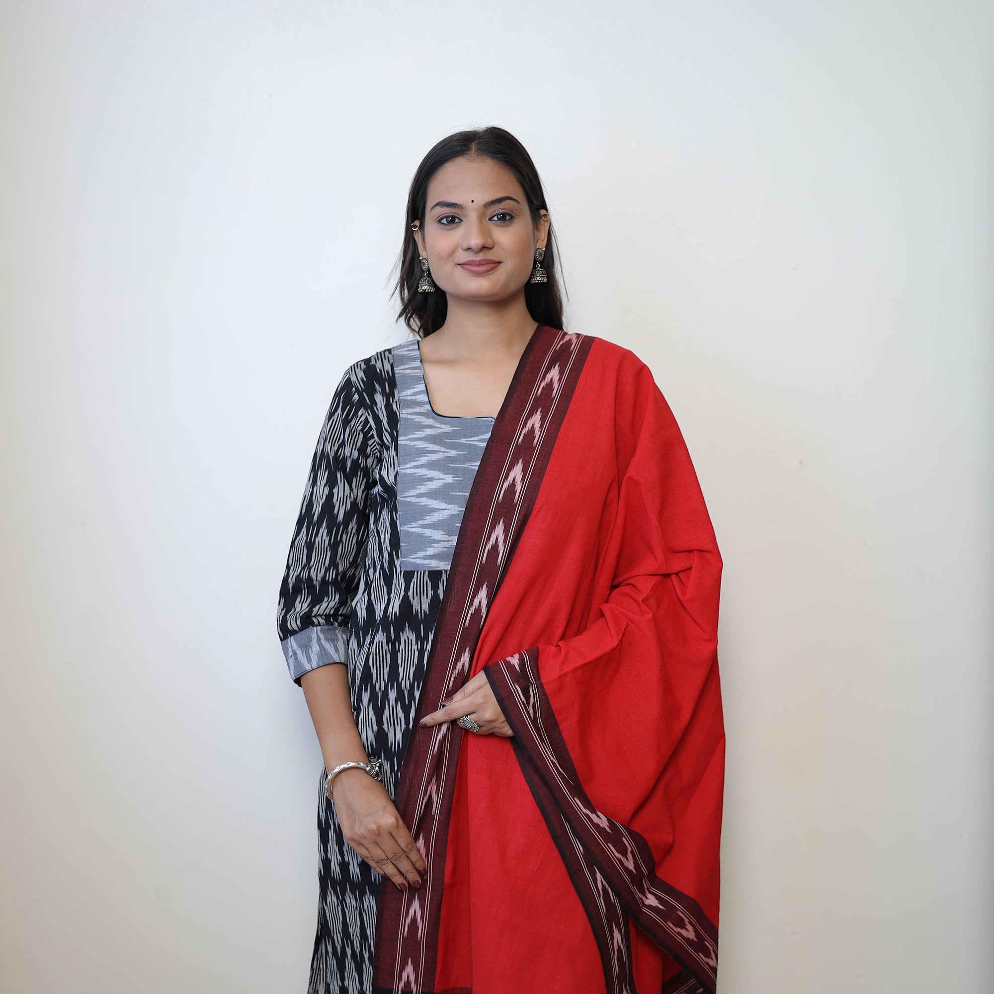 ITOKRI CASUALS Black - Handloom Cotton Pochampally Ikat Kurta Set 09