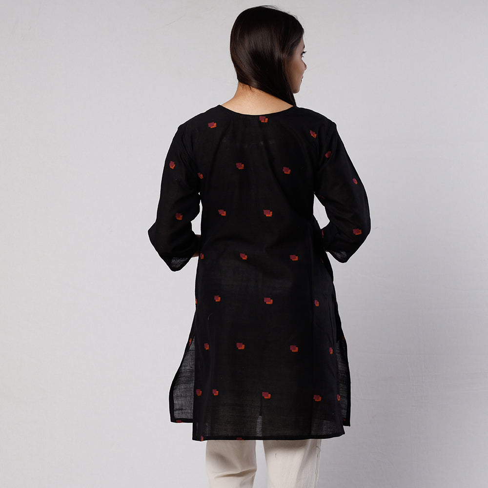 ITOKRI CASUALS Black Jamdani Handloom Cotton Short Kurta - view 4