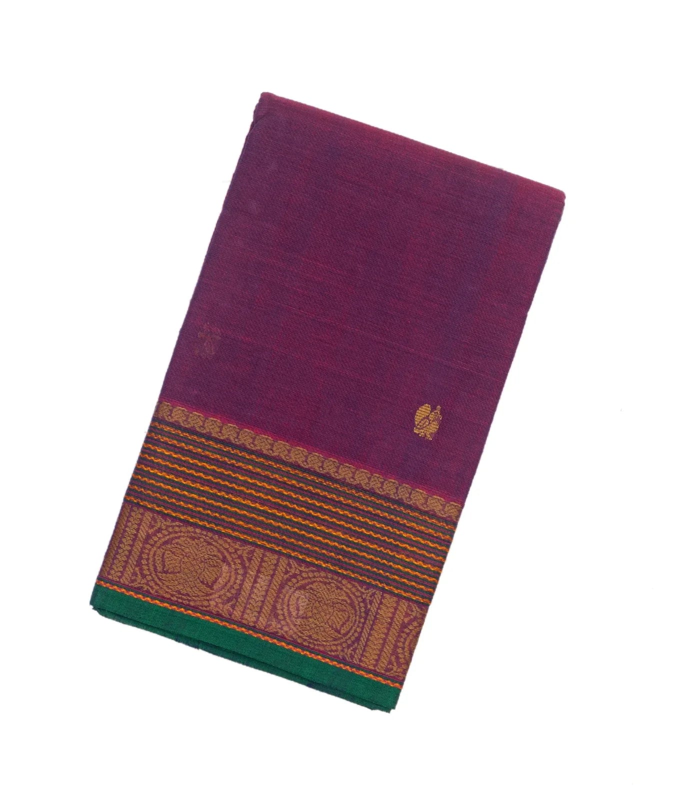 RmKV Purple Handloom Kanchi Cotton Saree With Annam Buttas