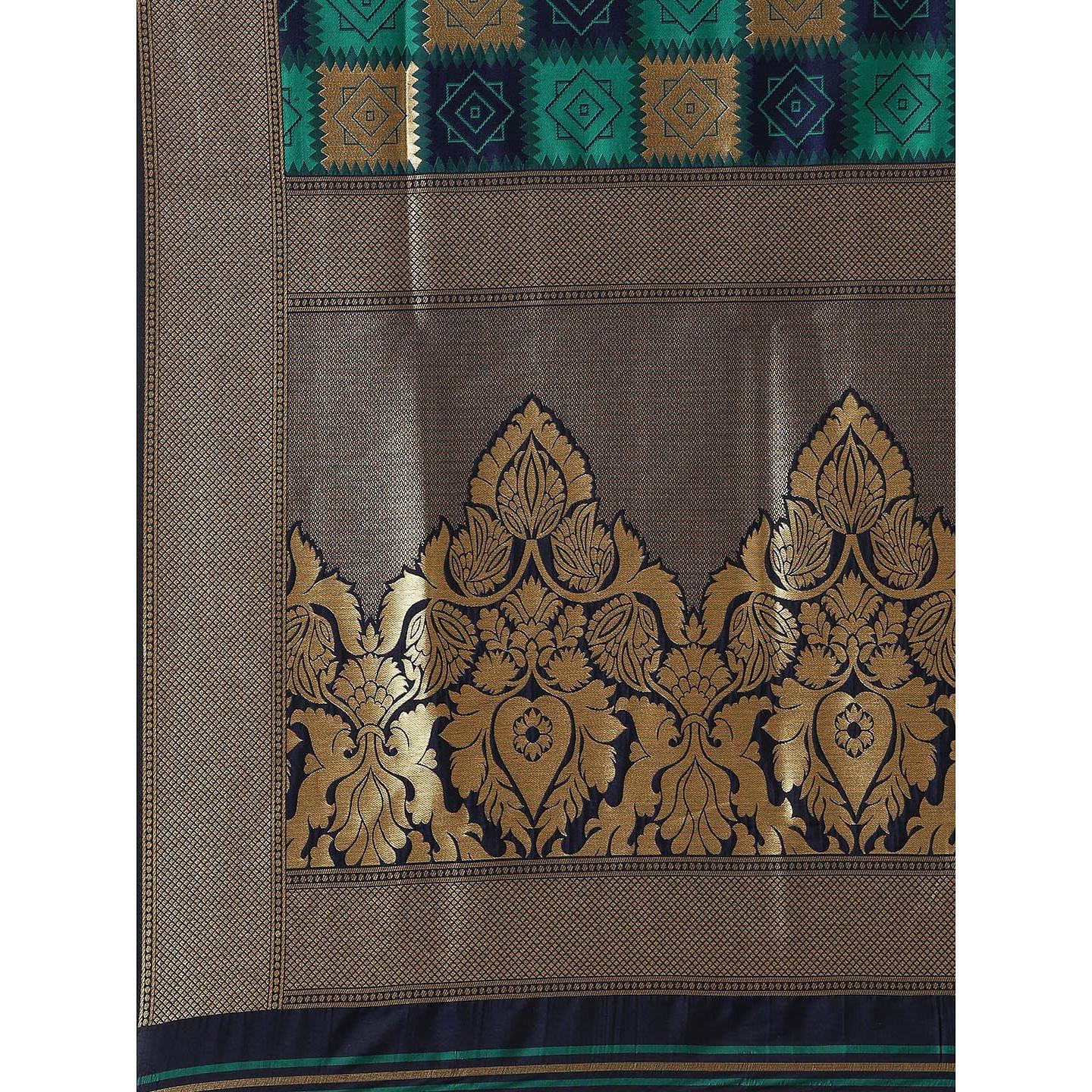 Peachmode Multicolor Festive Wear Woven Kanjivaram Silk Saree - view 3