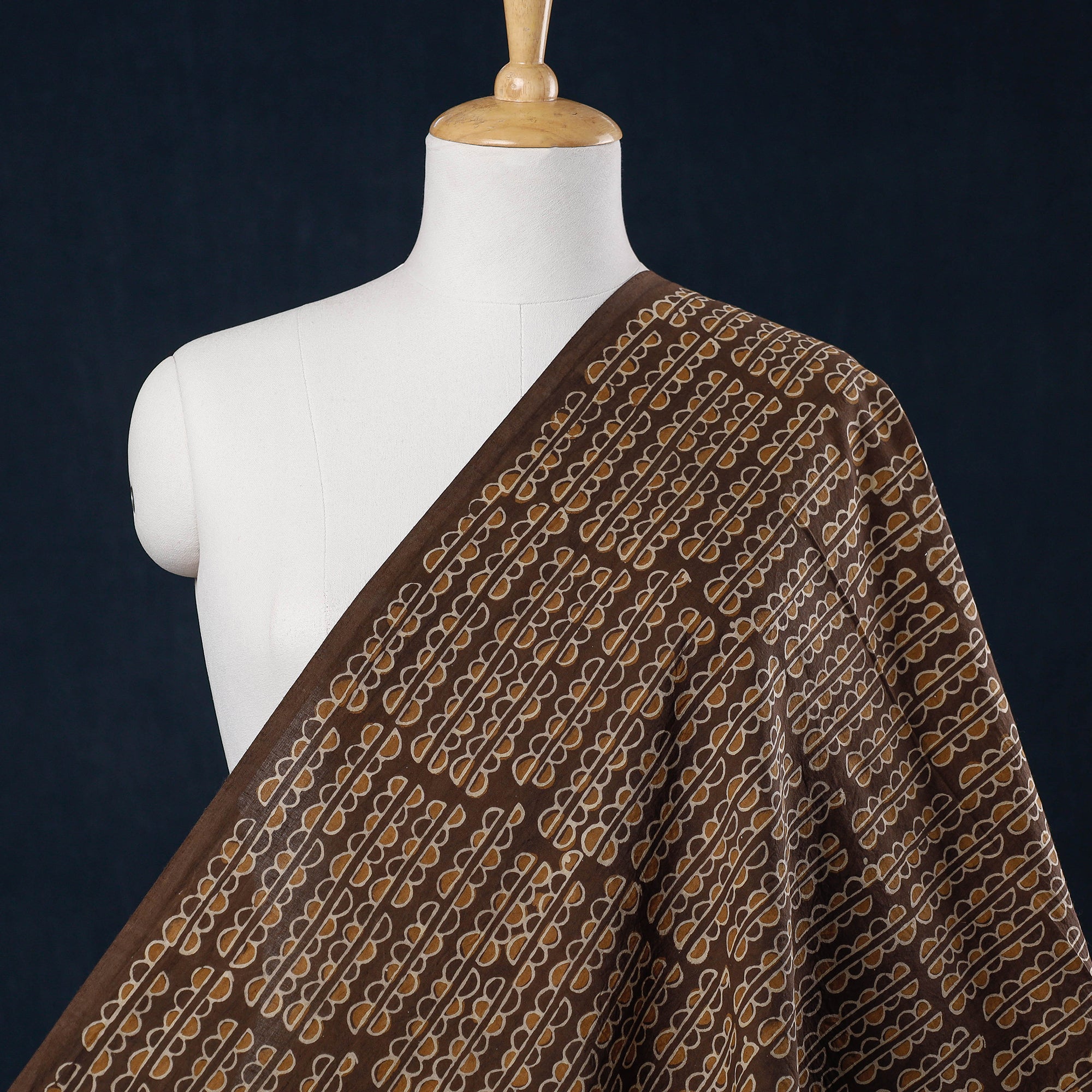 HAVELI CHRONICLES Brown - Hand Block Printed Cotton Akola Fabric