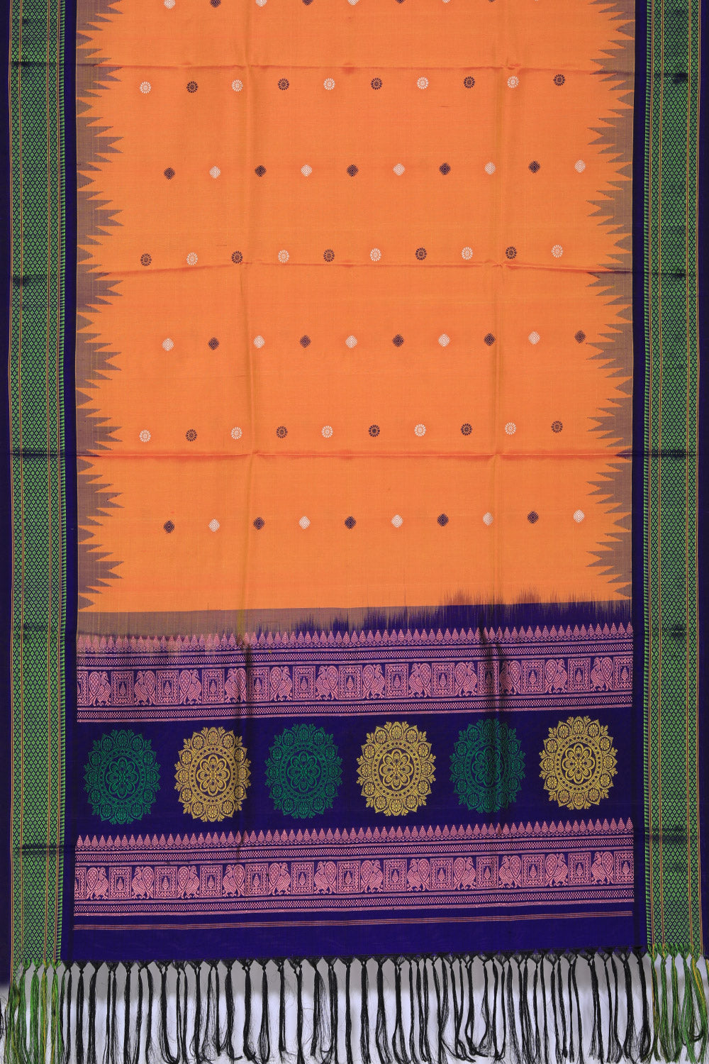 Kalanjali Gadwal Silk Orange Dupatta - view 3