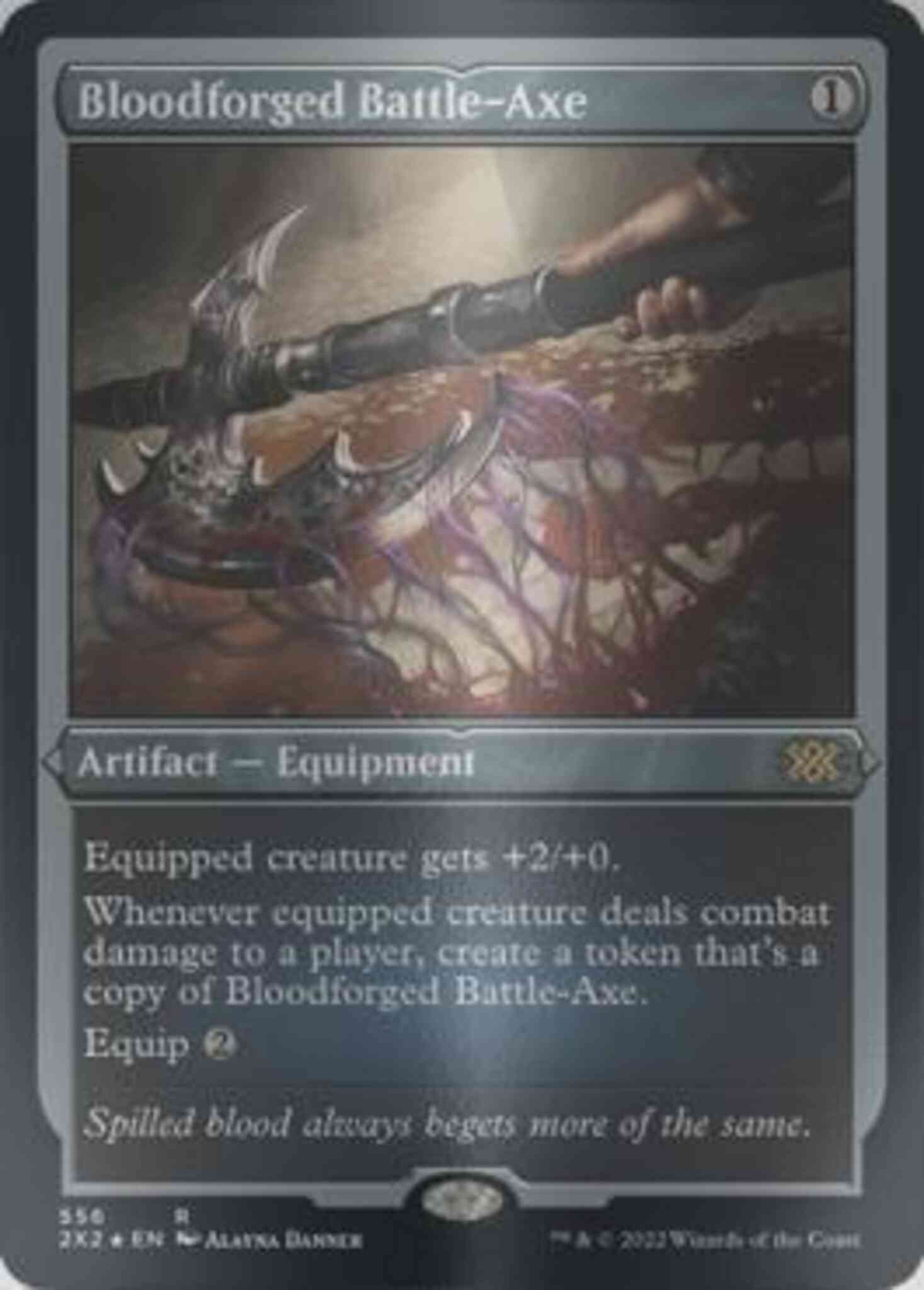 Bloodforged battle-axe 556 – Magic Bloodforged Battle-Axe [556] [Double Masters 2022] [Etched Foil]