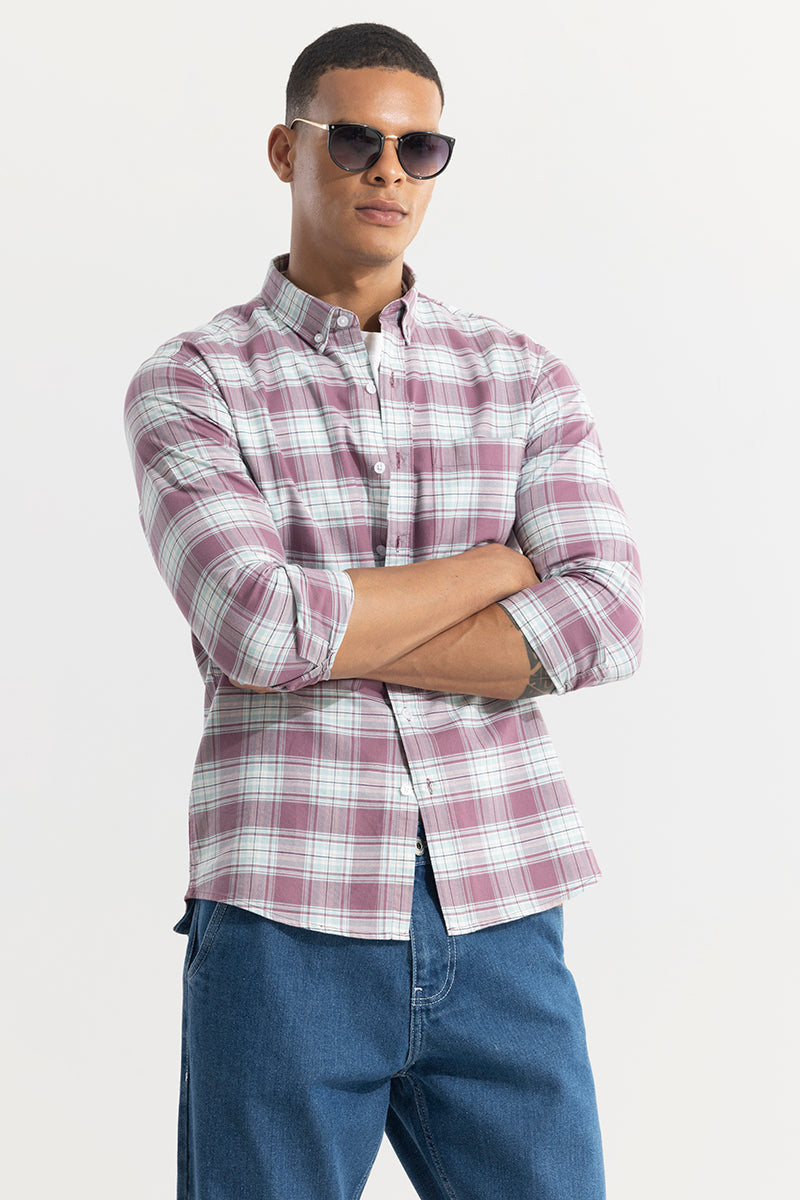 SNITCH Tartan Square Mauve Checks Shirt