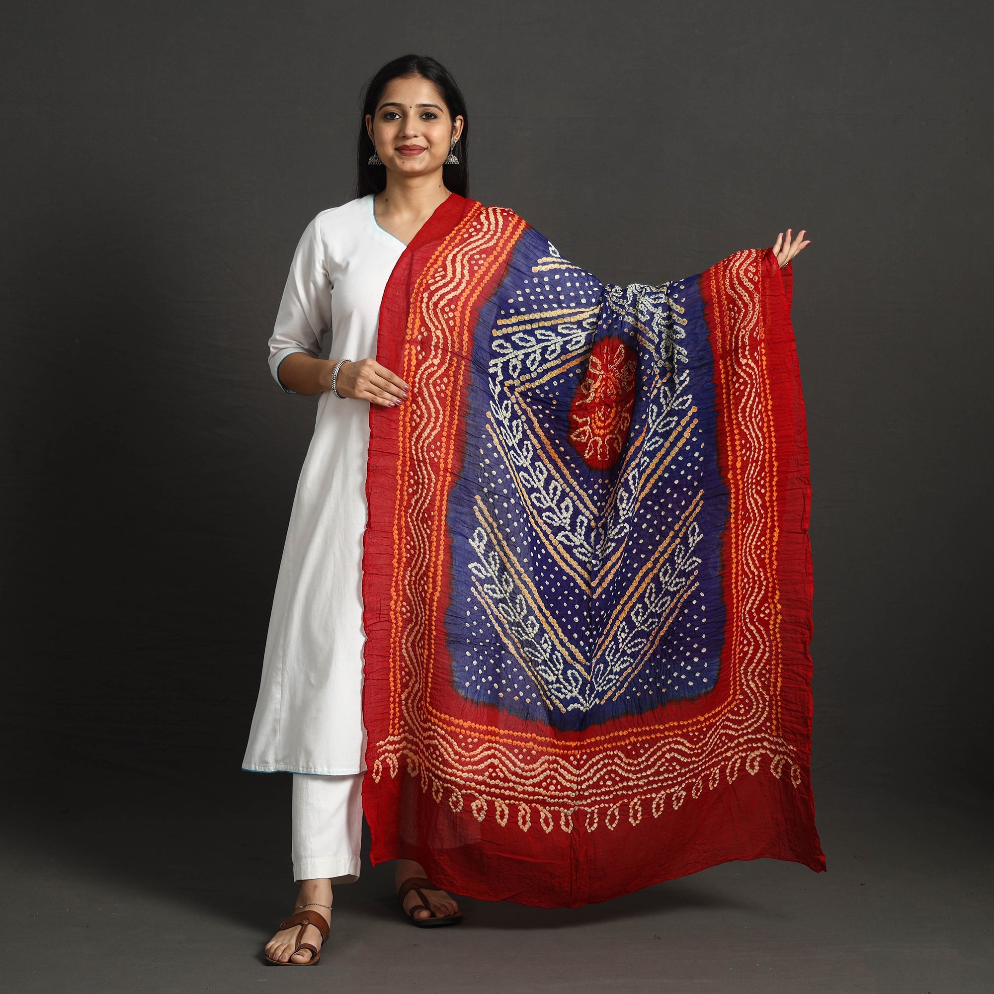 KACHCHH JI CHHAAP Kutch Tie-Dye Cotton Bandhani Dupatta 27