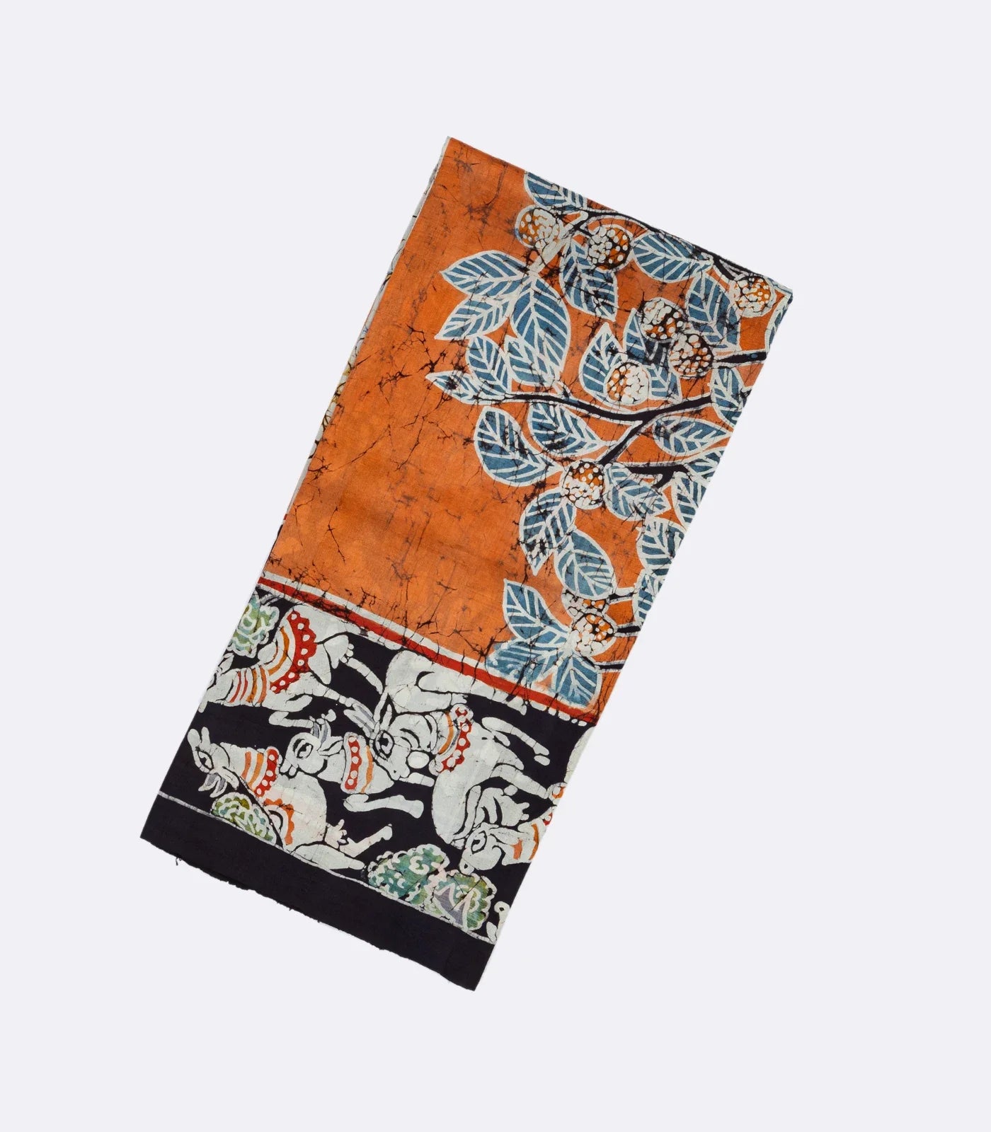 RmKV Blue Handloom Printed Silk Saree With Printed Lord Krishna Motifs