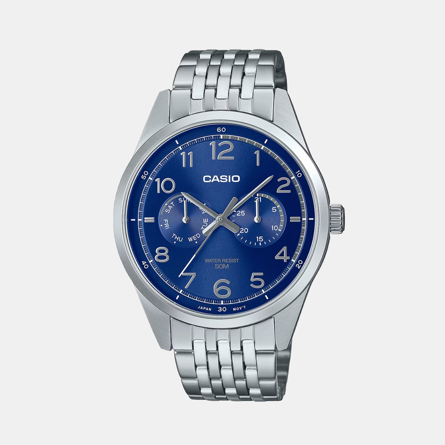 Casio Enticer Men Quartz Blue Dial Analog Stainless Steel Watch A2331