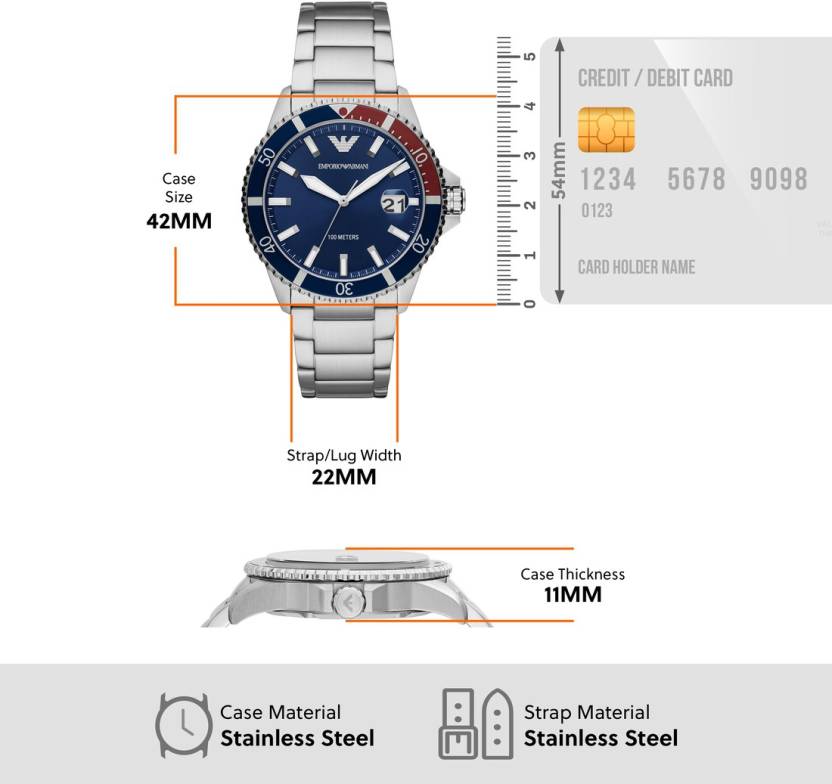 Emporio Armani Analog Blue Dial Men 42mm - view 2