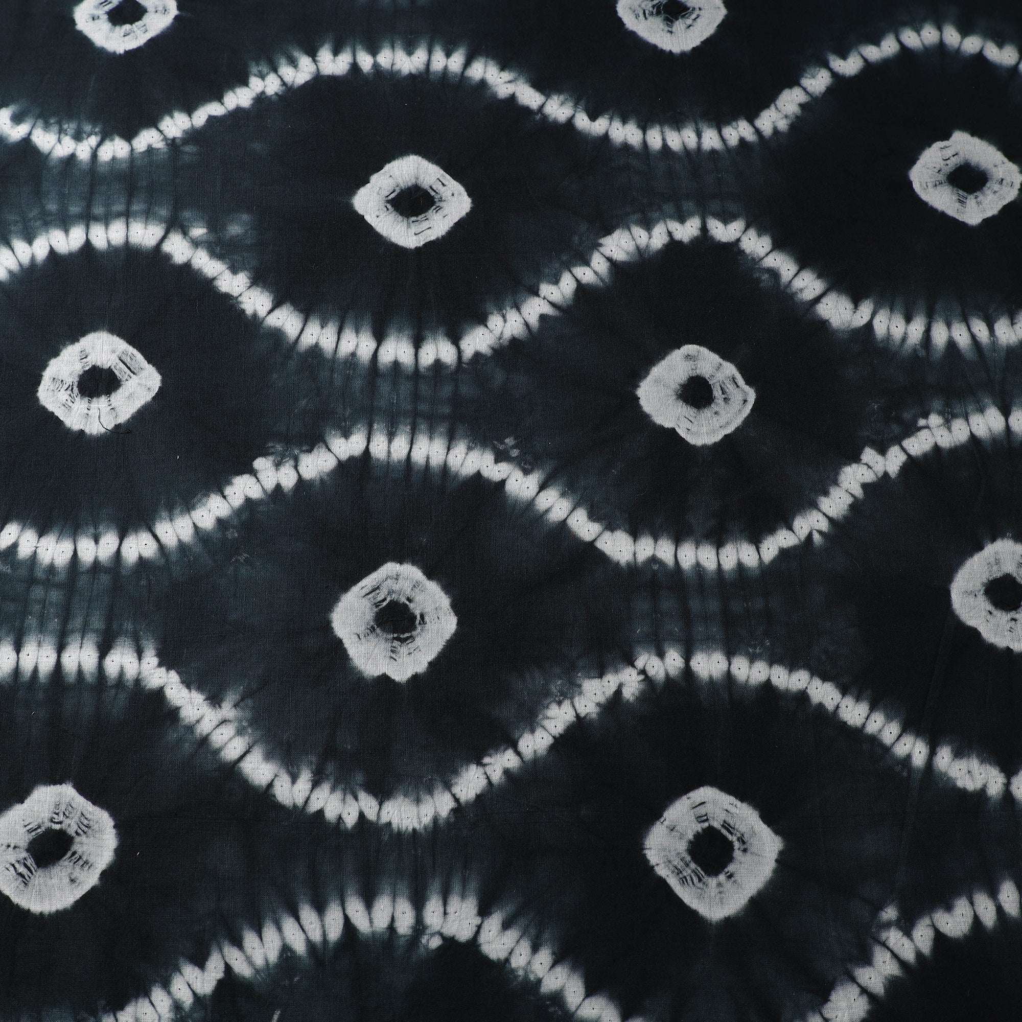 ARTISAN HAND BLOCK PRINTS Black - Tie & Dye Pure Cotton Shibori Fabric 18 - view 4