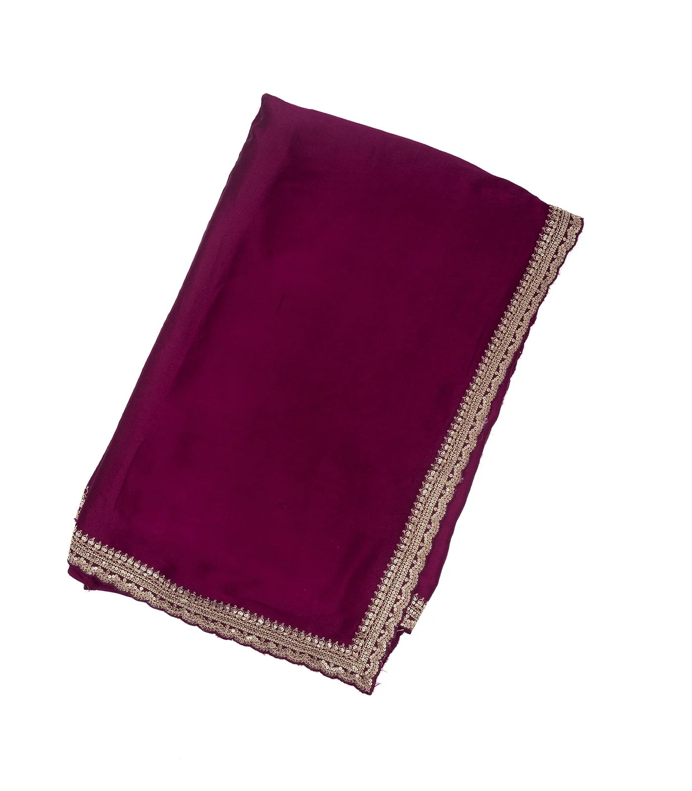 RmKV Burgundy Woven Plain Satin Saree With Embroidered Border - view 7