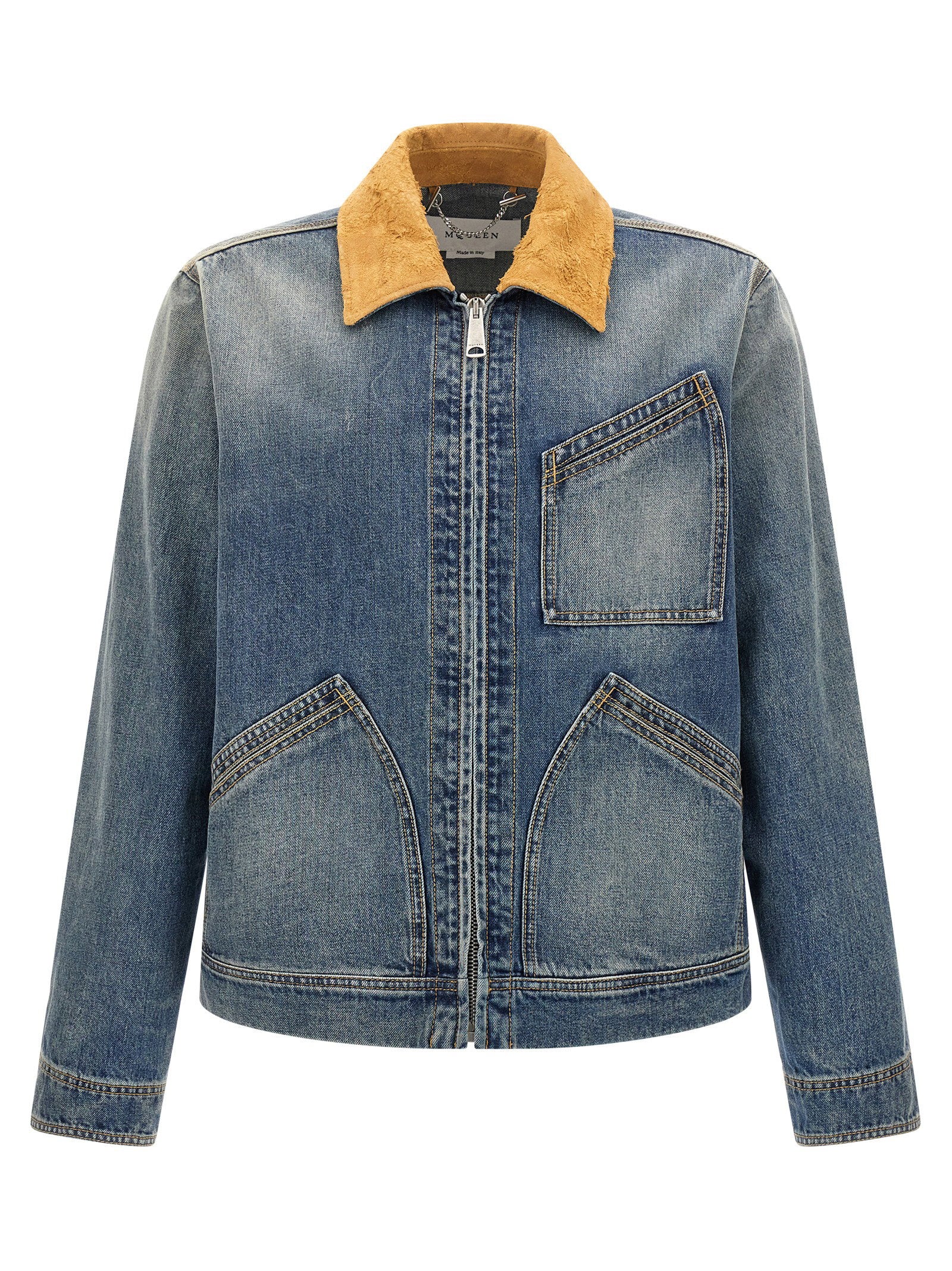 Alexander McQueen Suede Denim Jacket – 100% cotton