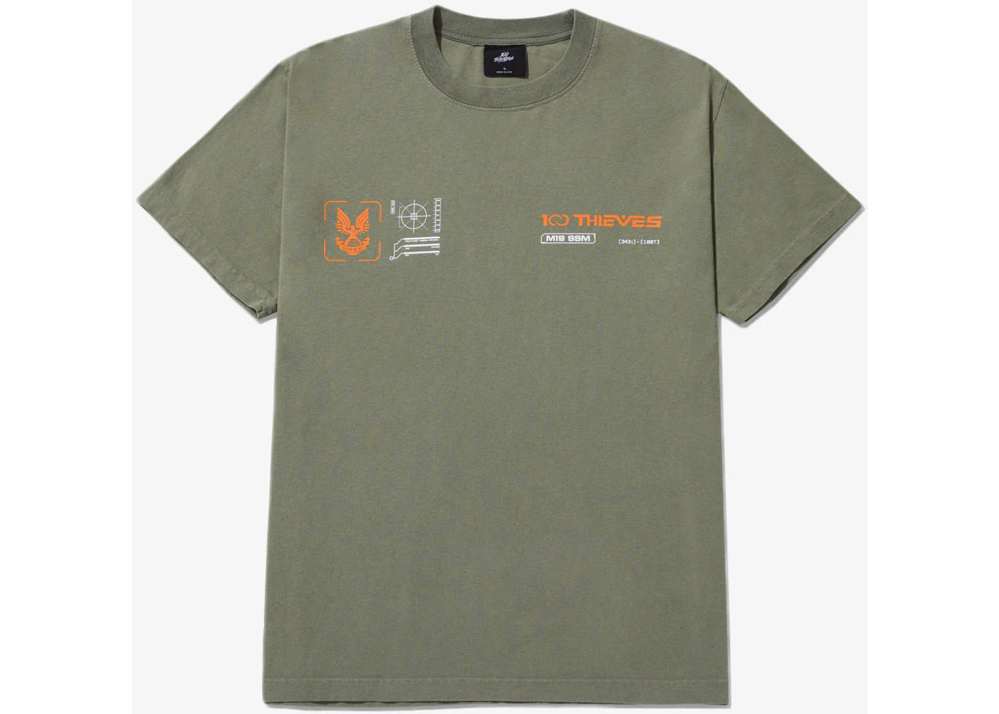 100 Thieves x Halo M19 SSM T-shirt Mil green