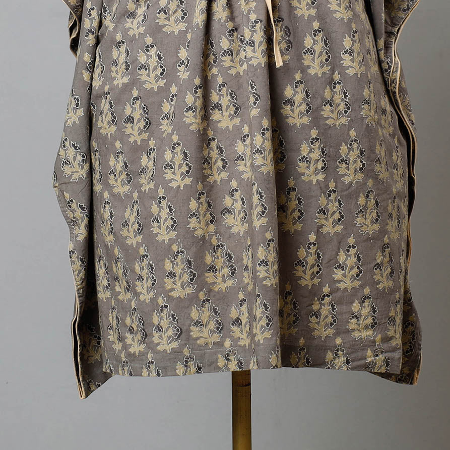 ITOKRI CASUALS Brown - Ajrakh Block Printed Cotton Kaftan with Tie-Up Waist (Medium) - view 2