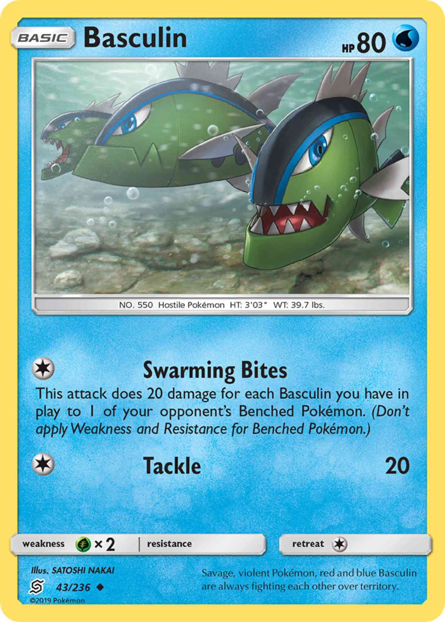 Uncommon sm11-43 reverse – Pokémon Basculin - 43/236 - Uncommon [sm11-43] [Reverse Holo]