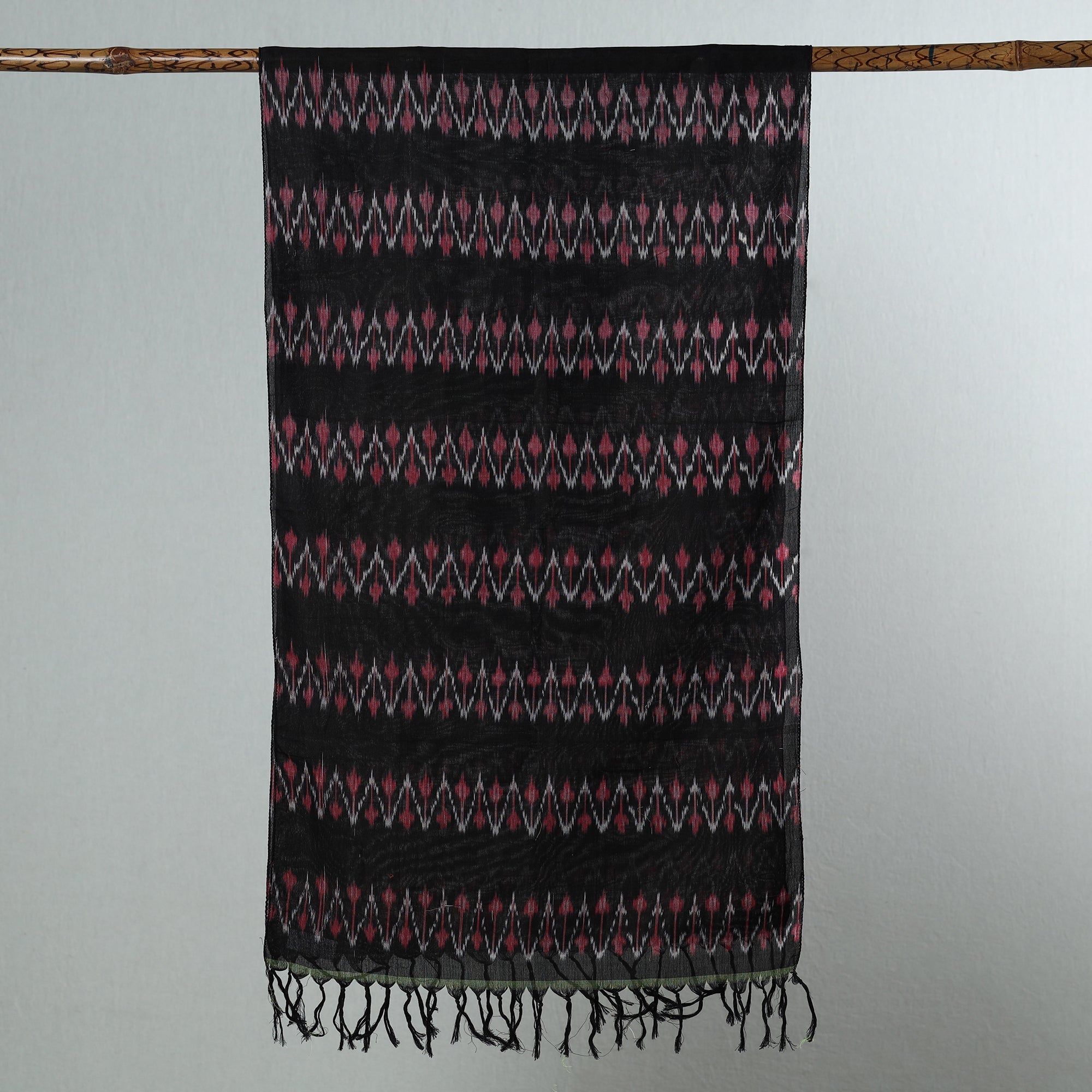 SOUTH KARGHA Black - Handloom Mercerized Cotton Pochampally Ikat Stole 31 - view 2