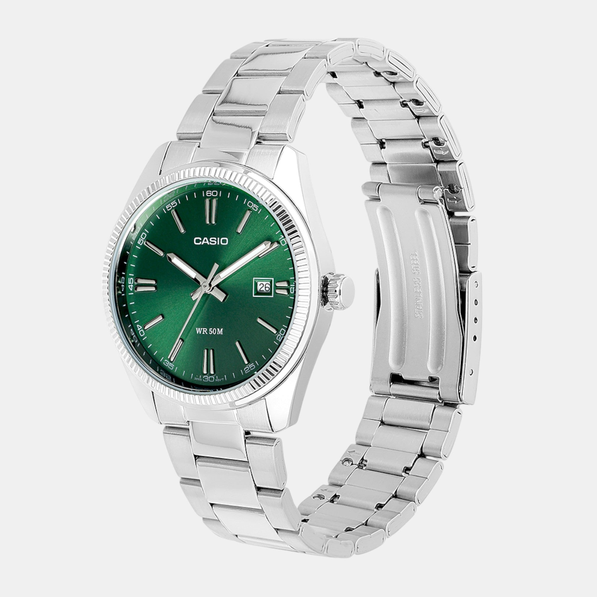 Casio Enticer Men Quartz Green Dial Analog Stainless Steel Watch A2262 - view 2