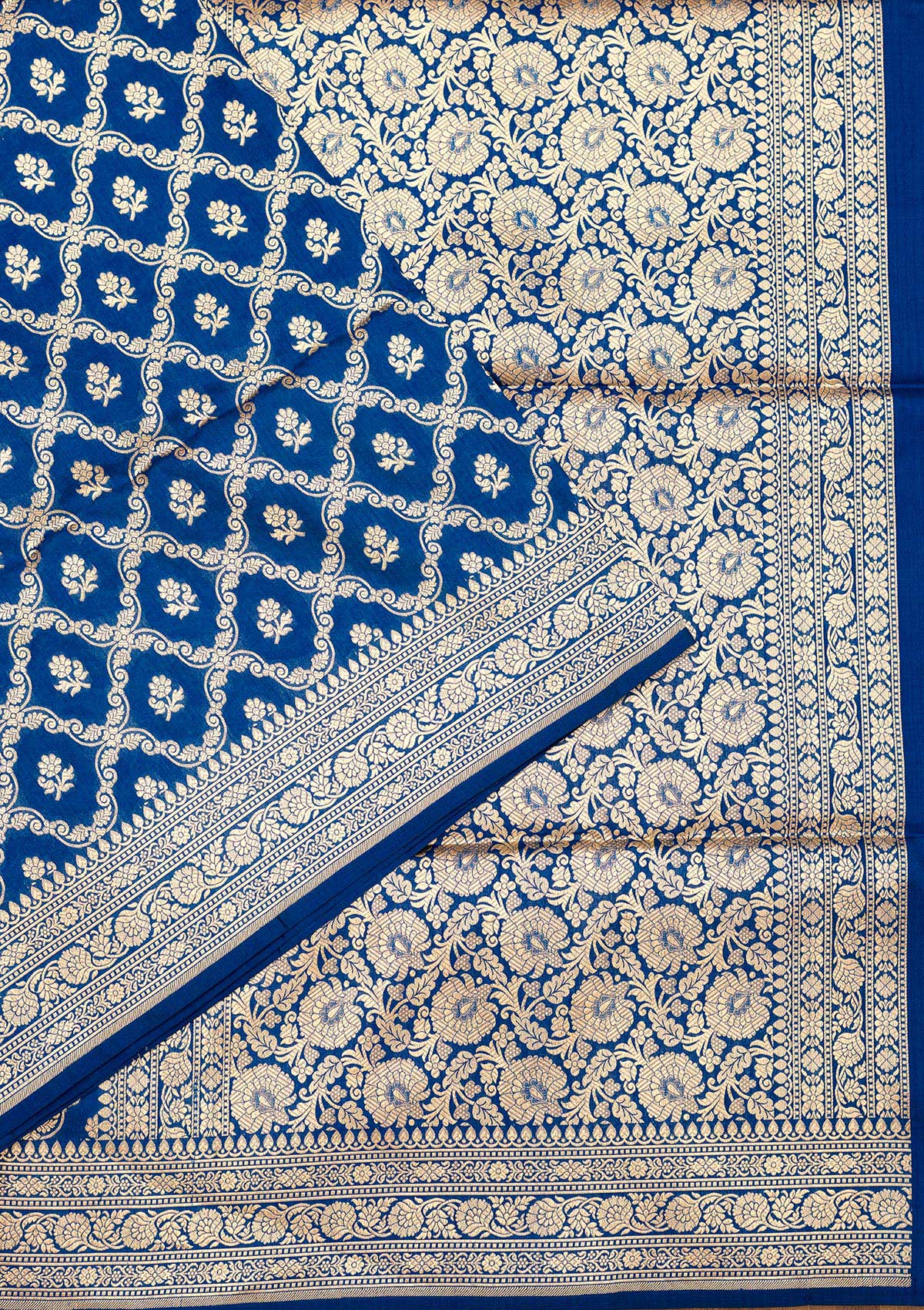 Koskii Peacock Blue Zariwork Pure Silk Saree – Women's - view 3