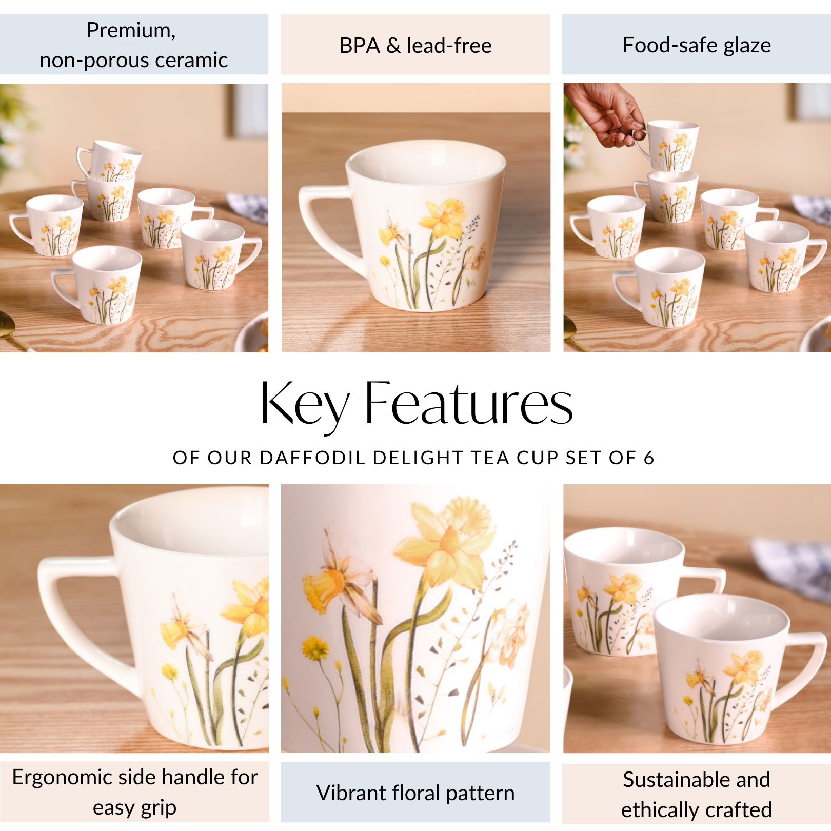 Nestasia Daffodil Delight Tea Cup Set Of 6 150ml - view 5
