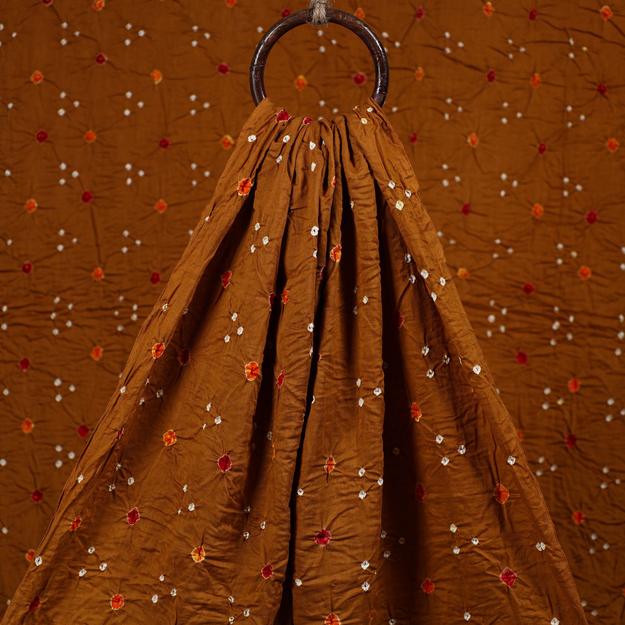 KACHCHH JI CHHAAP Brown - Kutch Tie & Dye Mul Cotton Bandhani Fabric 17
