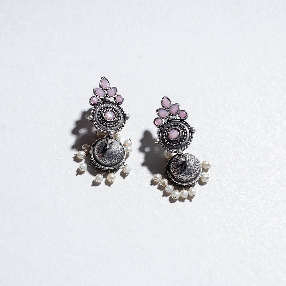 WHITE RIVER STORIES Antique Finish Oxidised German Silver Jhumki Earrings - view 2