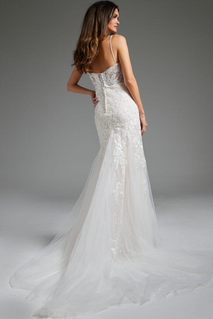 Jovani JB38490 Long Mermaid Bridal Wedding Dress - view 2