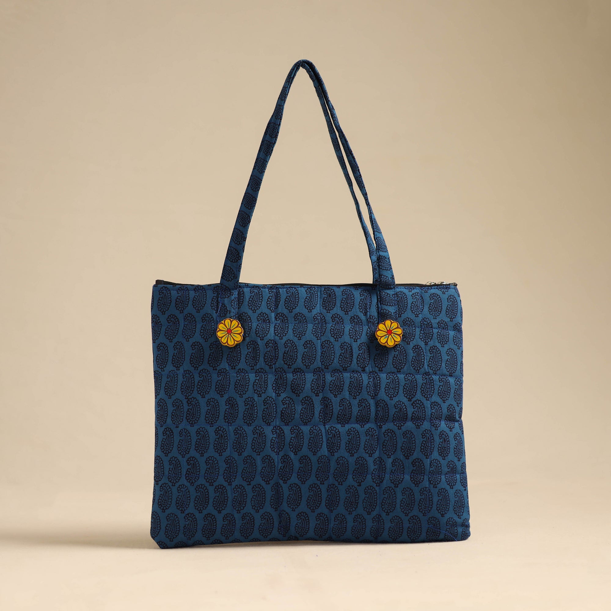NOORI BAZAR Blue - Handcrafted Quilted Cotton Hand Bag 04 - view 3