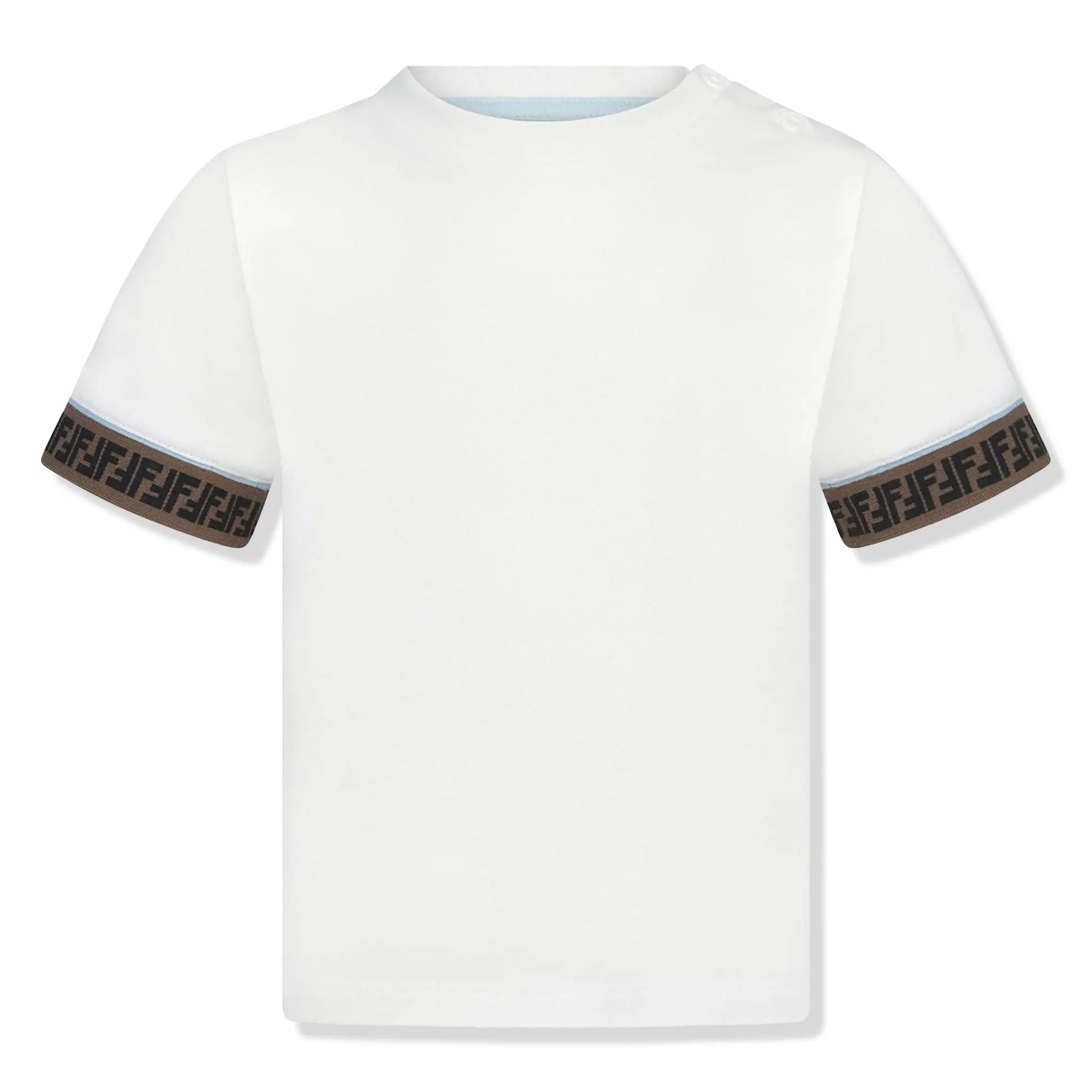 Fendi FF Logo Baby Boys Trim White T Shirt