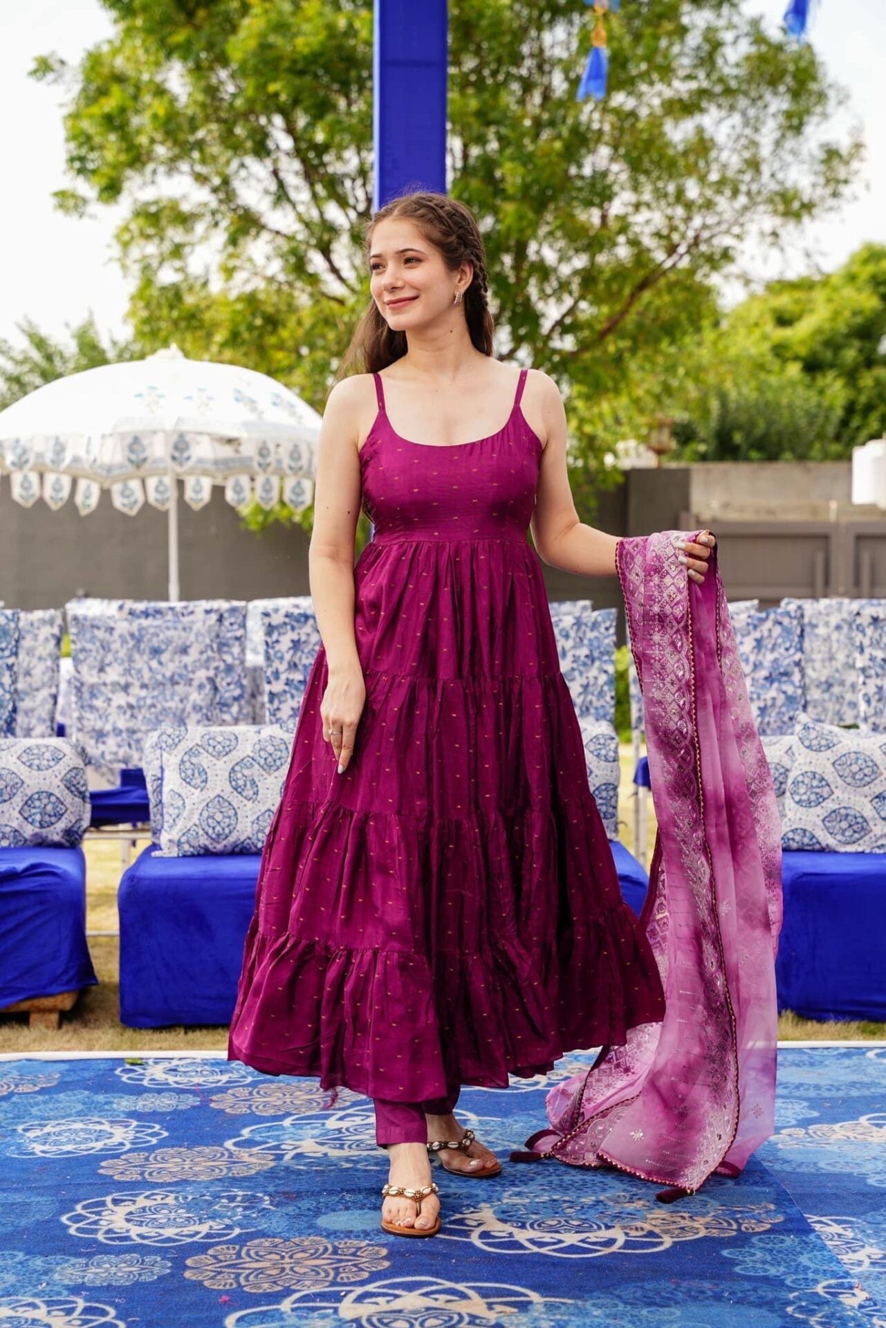 Idaho-o Anupriyaa Purple Silk set - view 4