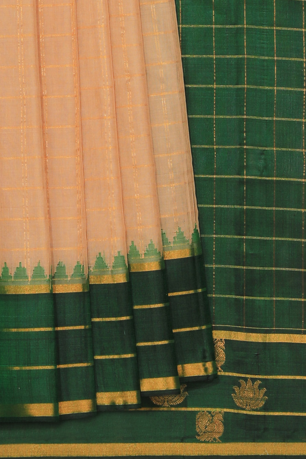 Kalanjali Gadwal Cotton Silk Classy Beige Saree
