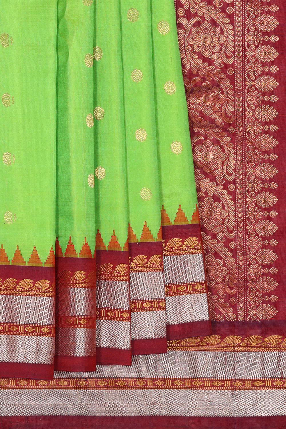 Kalanjali Gadwal Silk Green Saree – Women's