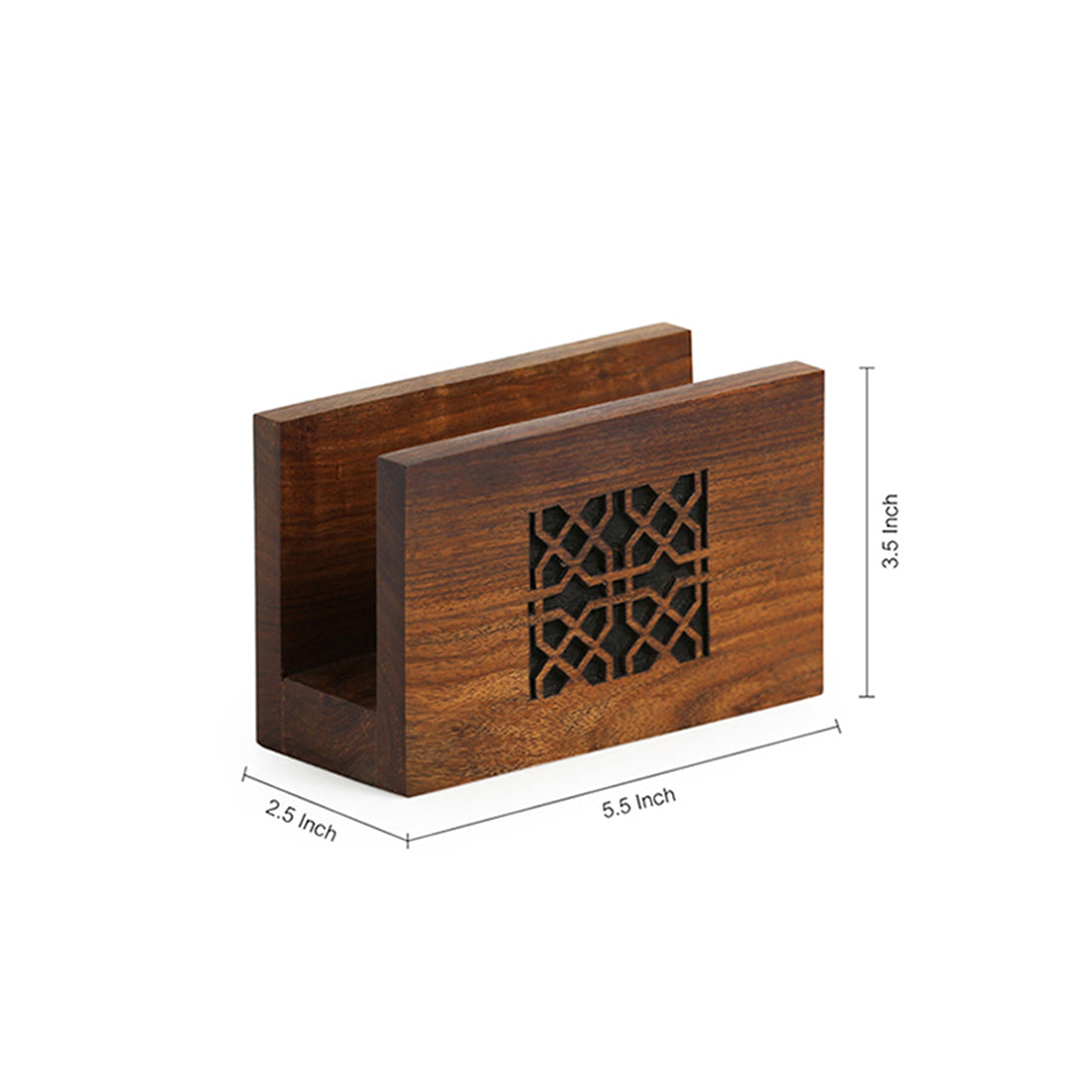 EXCLUSIVELANE Brown - 'The Napkin Jaali' Hand Carved Napkin Holder In Sheesham Wood - view 5