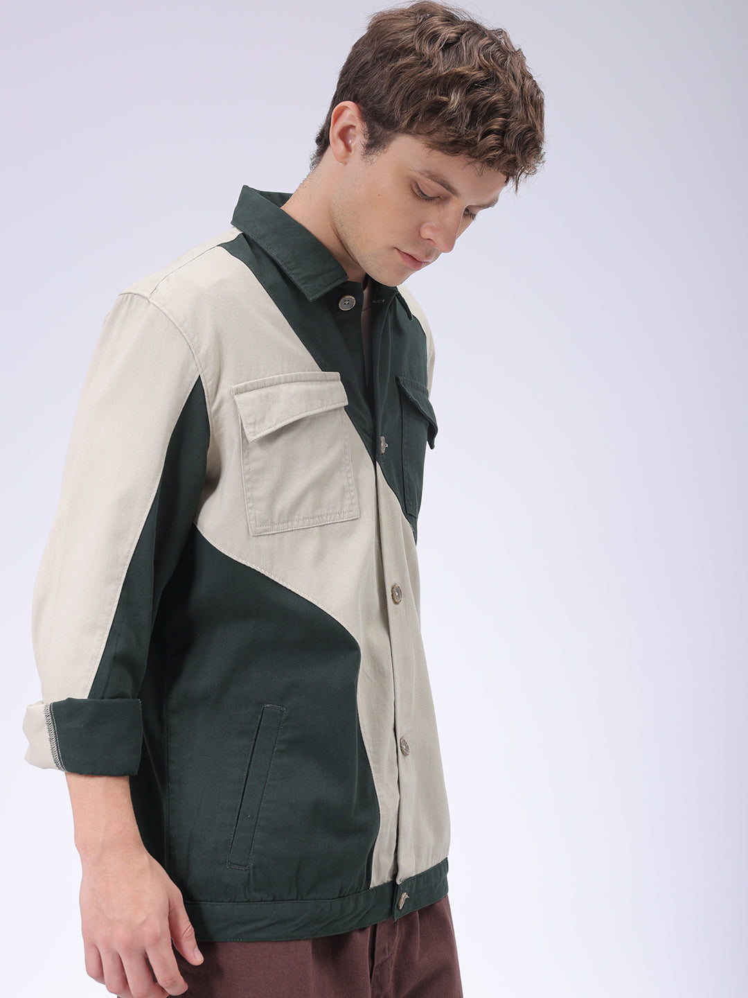 The Indian Garage Co Men's Green Regular Fit Mix & Match Overshirt - view 4