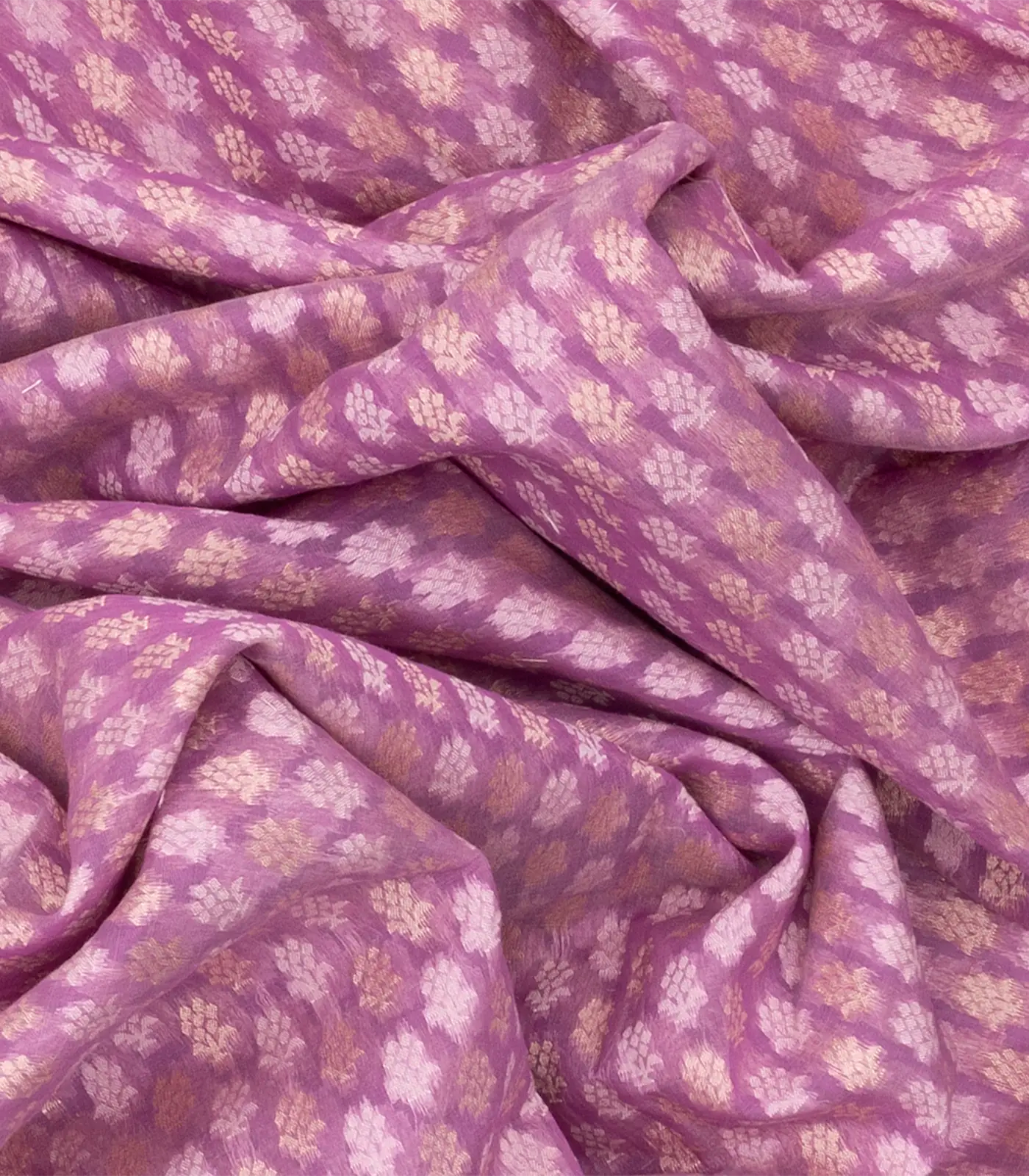 RmKV Purple Handloom Banarasi Cotton Saree With Floral Motifs-Purple - view 3