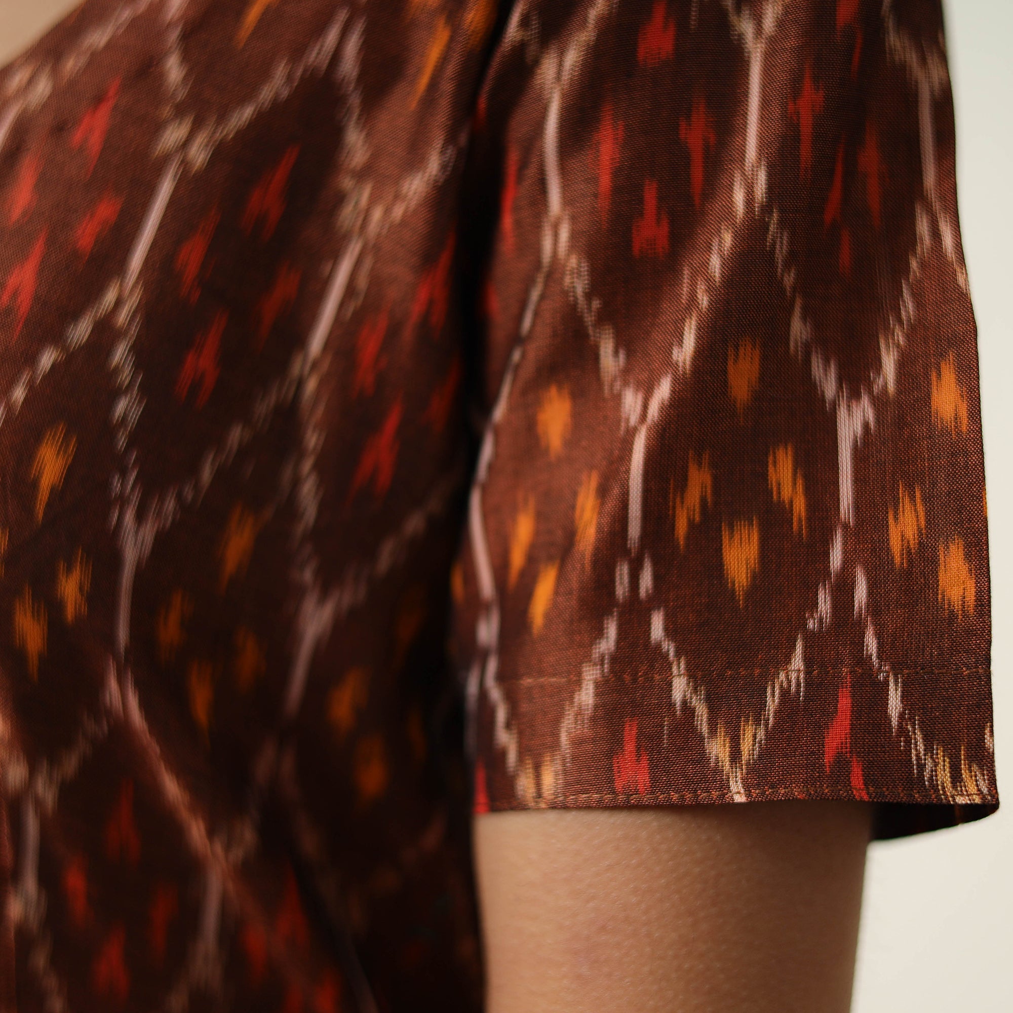 ITOKRI CASUALS Brown - Mercerized Cotton Flared Pochampally Ikat Dress 14 - view 6