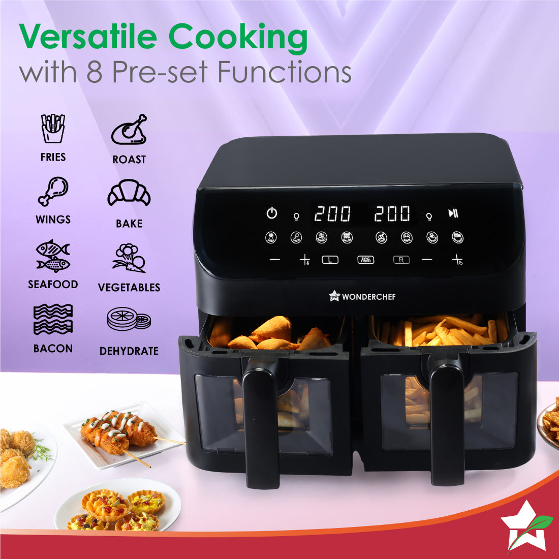 Wonderchef Regenta Digital Air Fryer with Dual Basket | 2000W, 9L. - view 6
