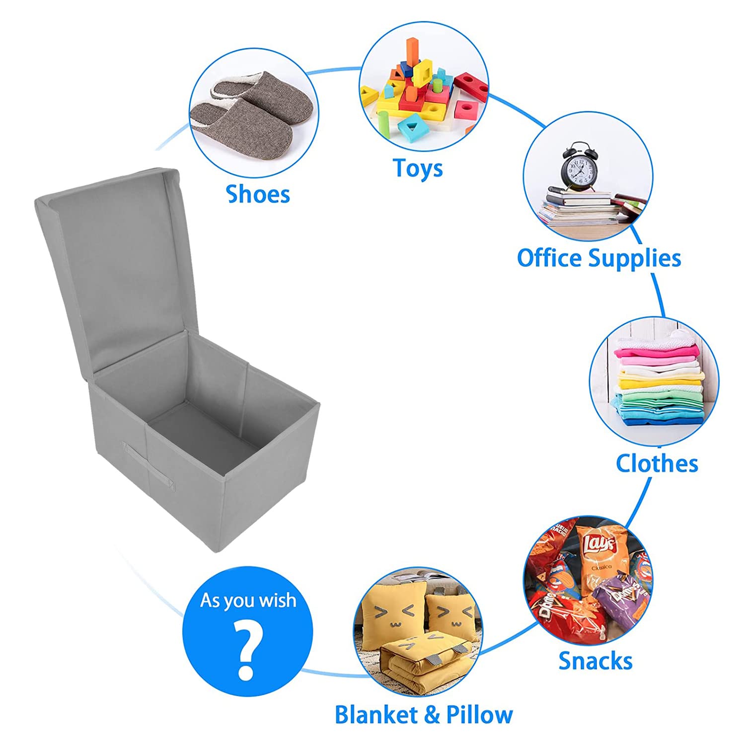 Heart Home Non-Woven Mickey Mouse Print Flodable Storage Box/Wardrobe Organizer With Lid For Home Decor (Grey) 54HH4234. - view 4